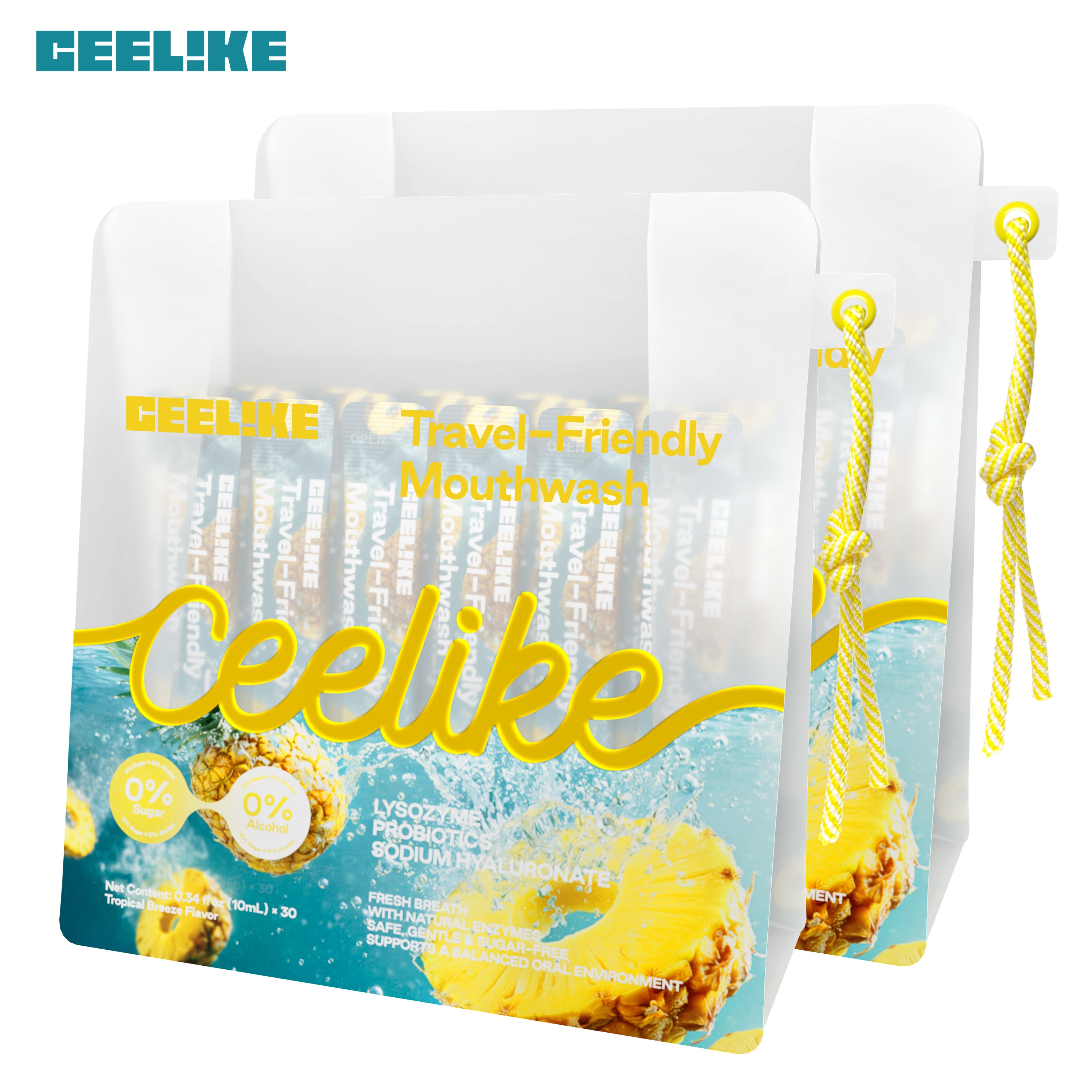 CEELIKE Portable Mouthwash – Tropical Pineapple Flavor (30 Packs)