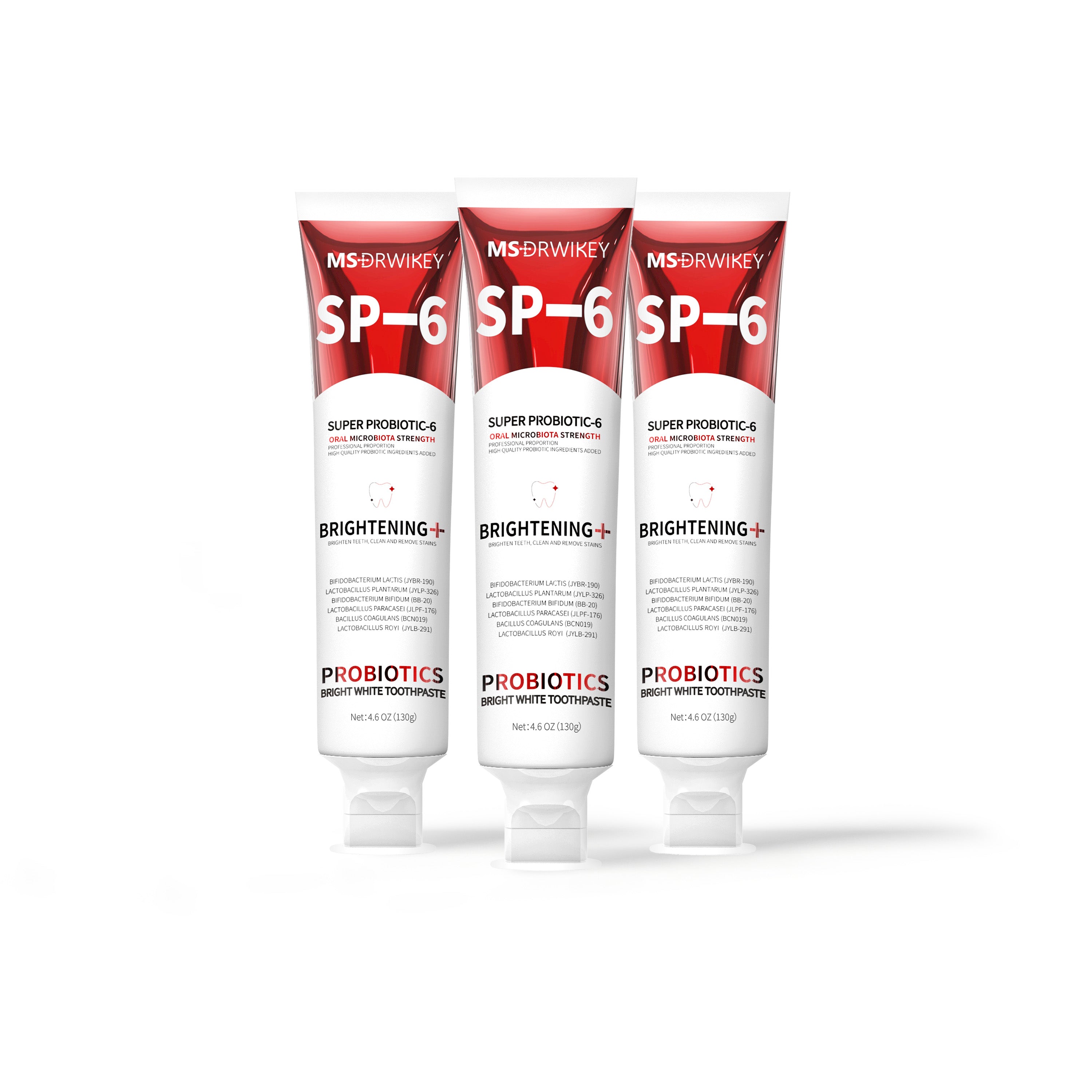 MSDRWIKEY SP-6 Whitening Toothpaste 3-pack – 6 kinds of probiotics, deep cleaning, whitening teeth, daily and travel oral care products