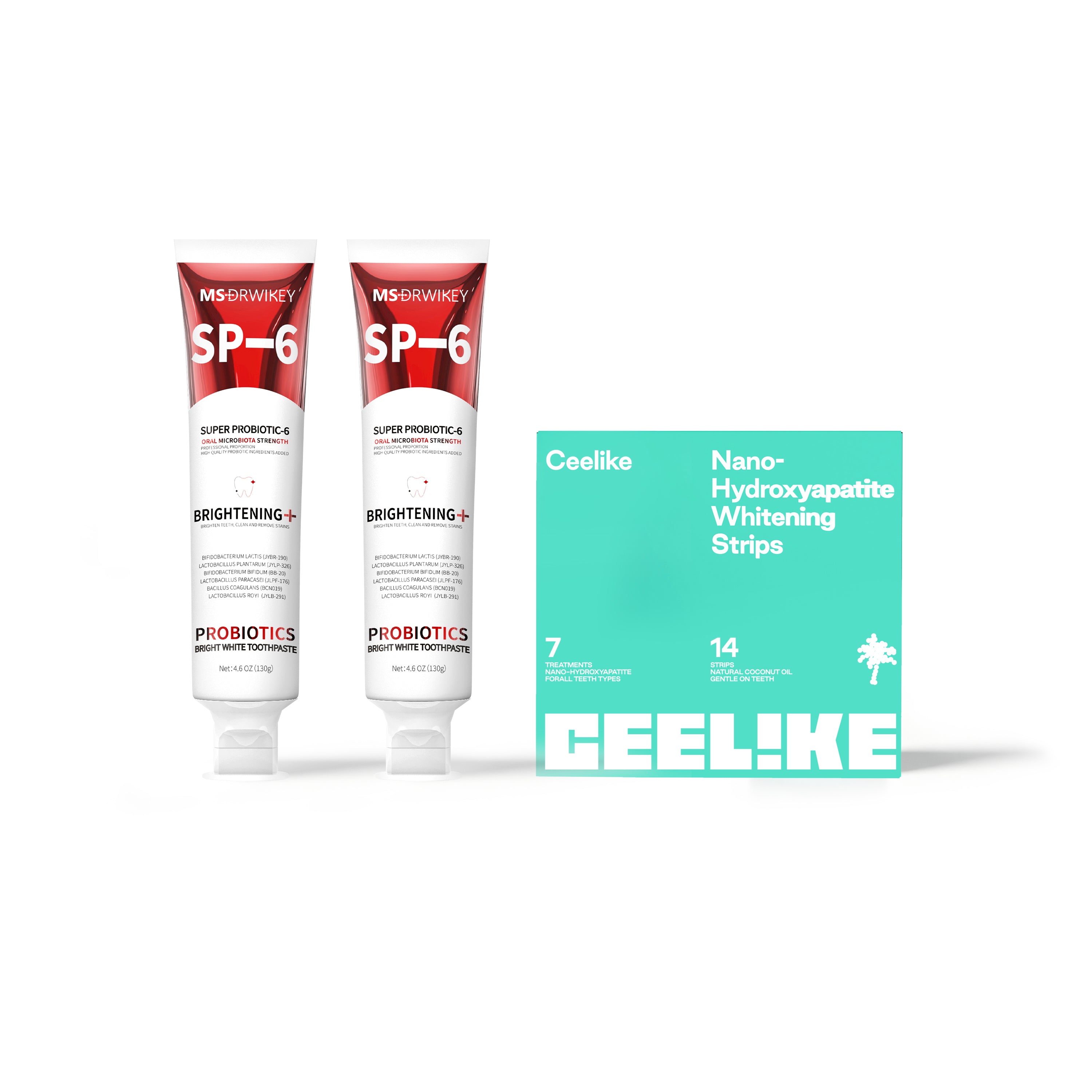 Glow & Go Whitening Set – 2 Toothpastes + Enamel-Safe Whitening Strips