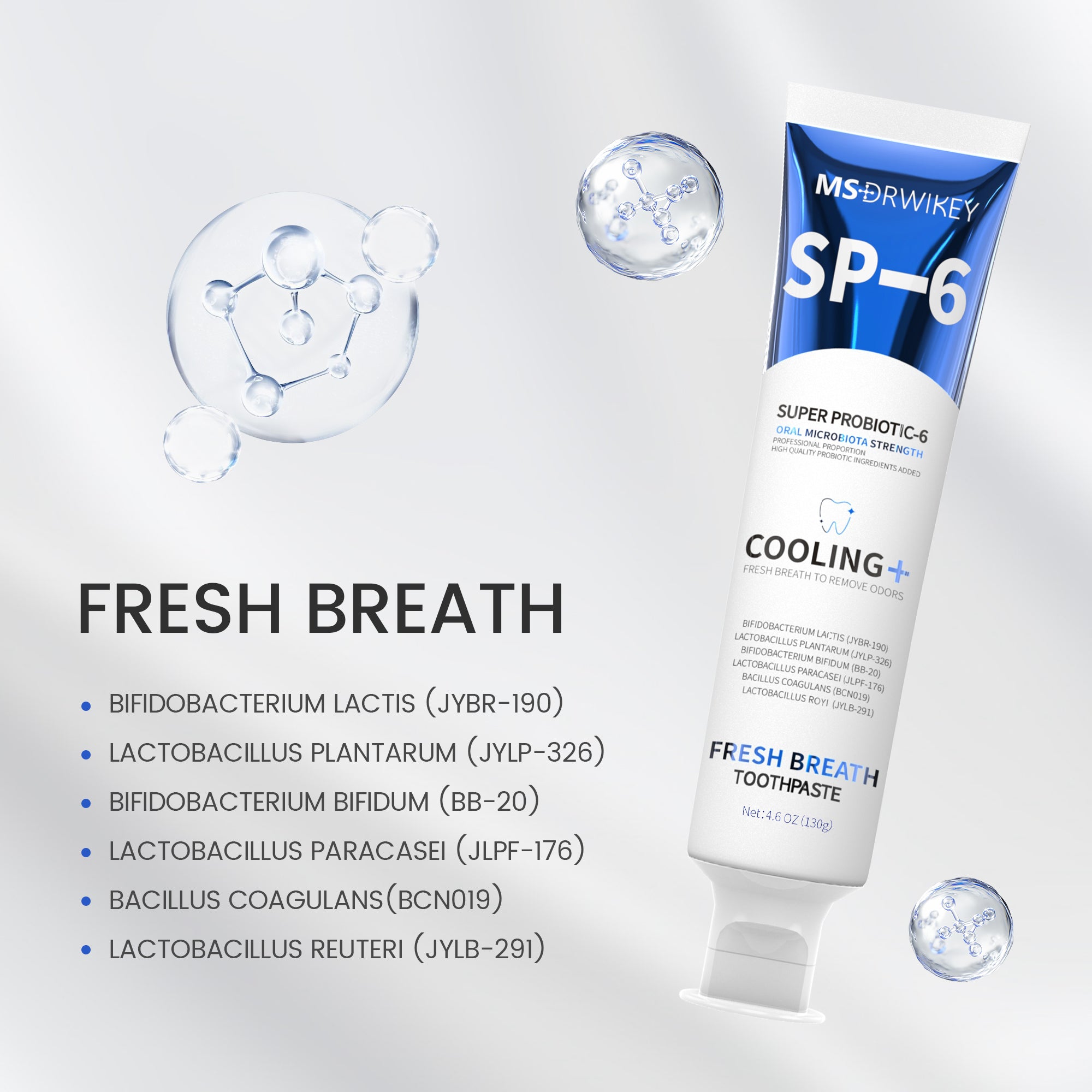 MSDRWIKEY 3-Piece Combo Set – SP-6 Probiotic Whitening Toothpaste, 7-Pro Advanced Whitening Toothpaste & Cooling Fresh Breath Toothpaste