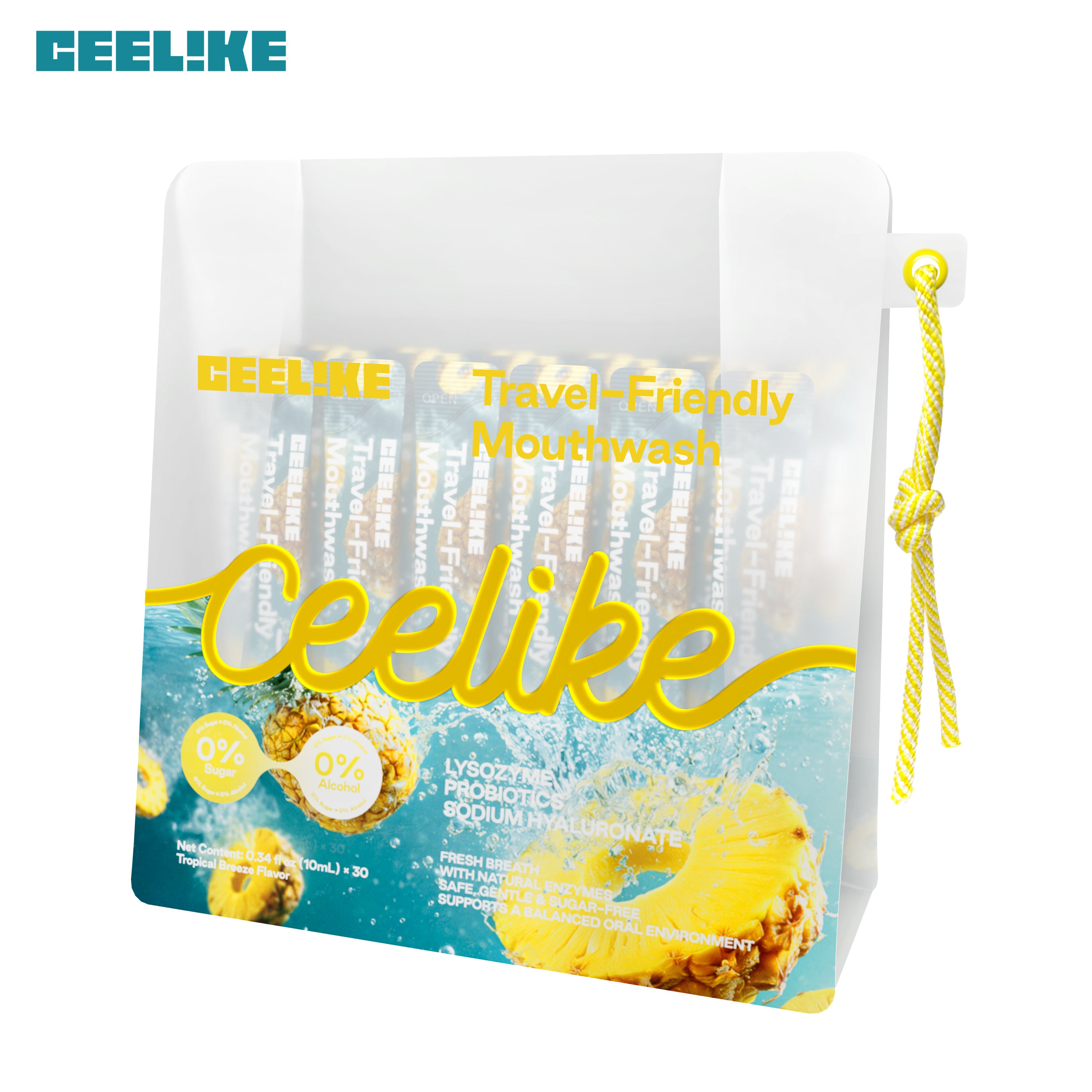 CEELIKE Portable Mouthwash – Tropical Pineapple Flavor (30 Packs)