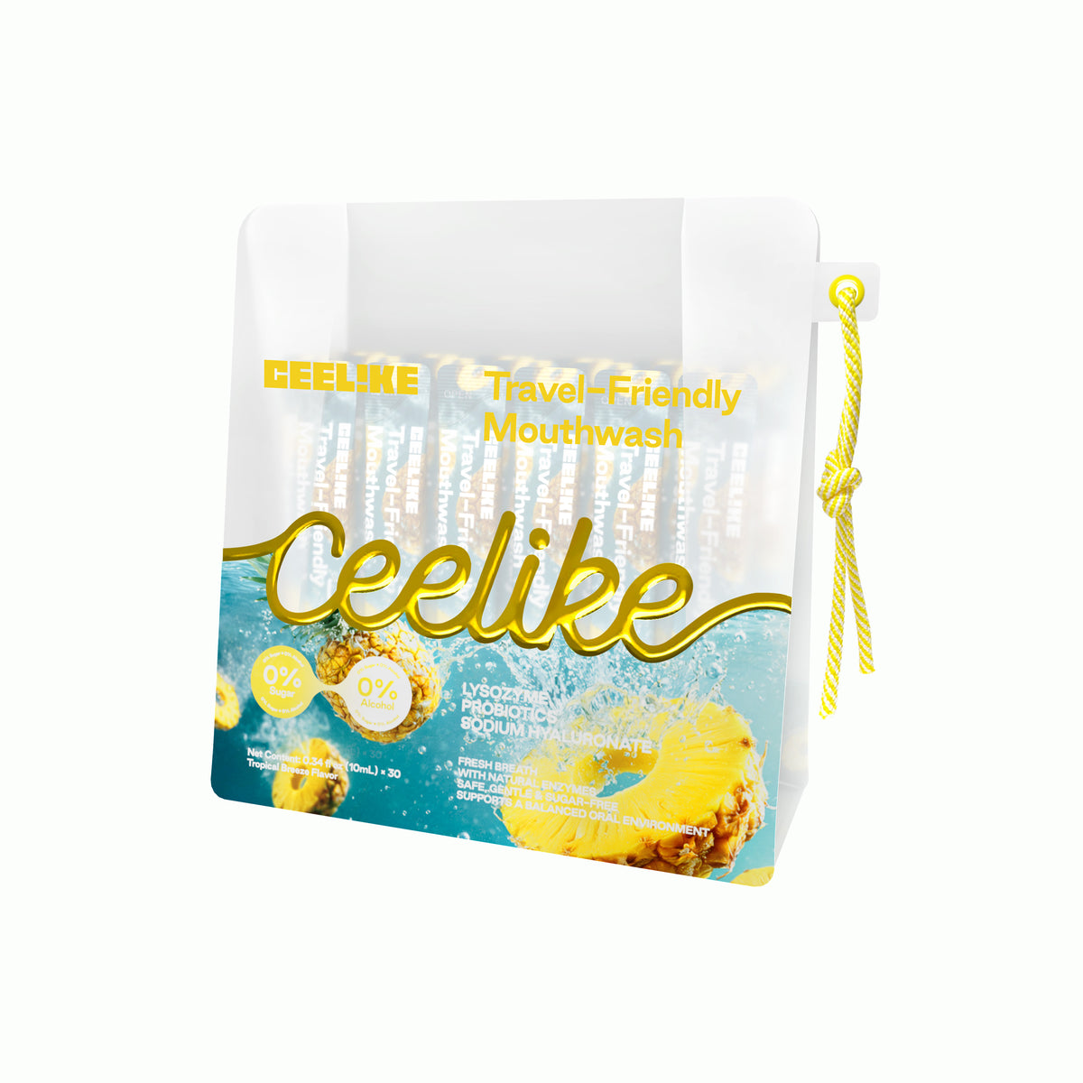 CEELIKE Portable Mouthwash – Tropical Pineapple Flavor (30 Packs)