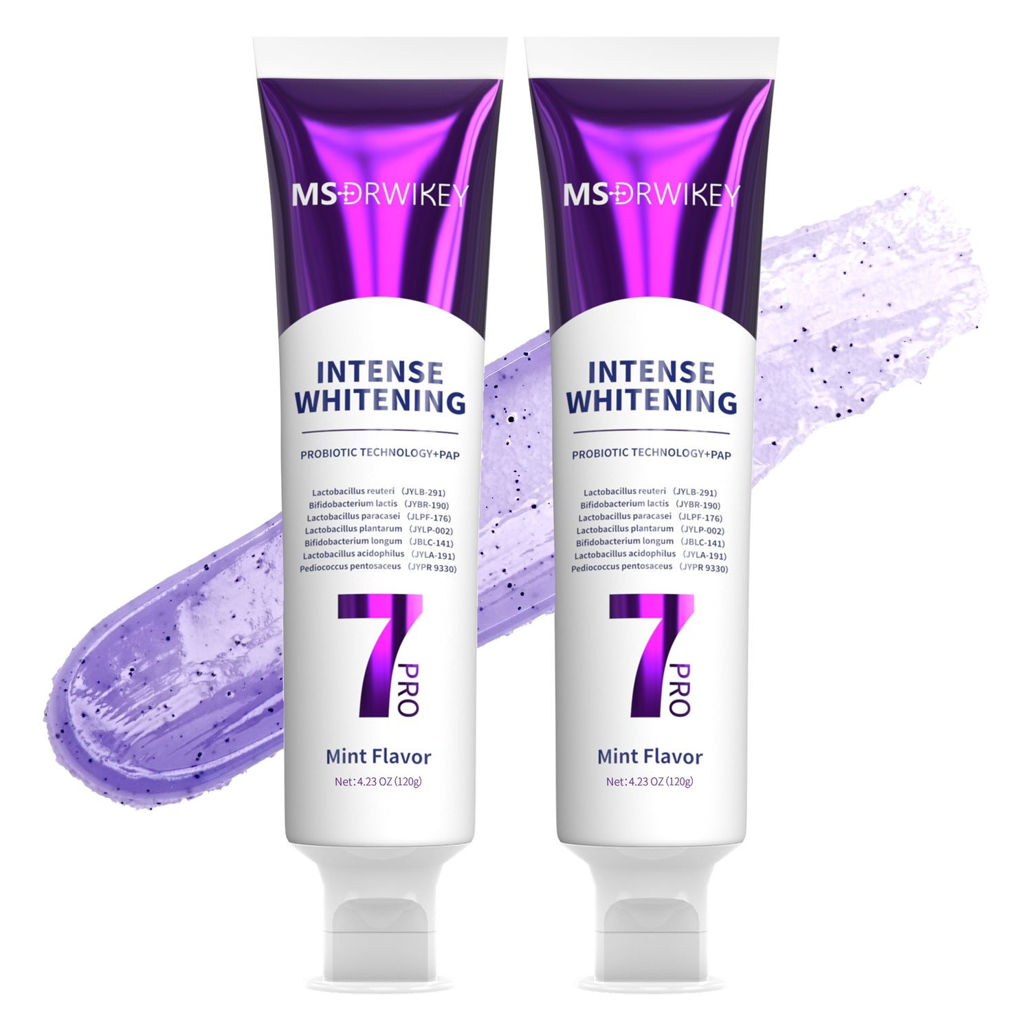 MSDRWIKEY 7 Pro Purple Whitening Toothpaste 2-Pack - Intense Whitening for a Brighter, Healthier Smile