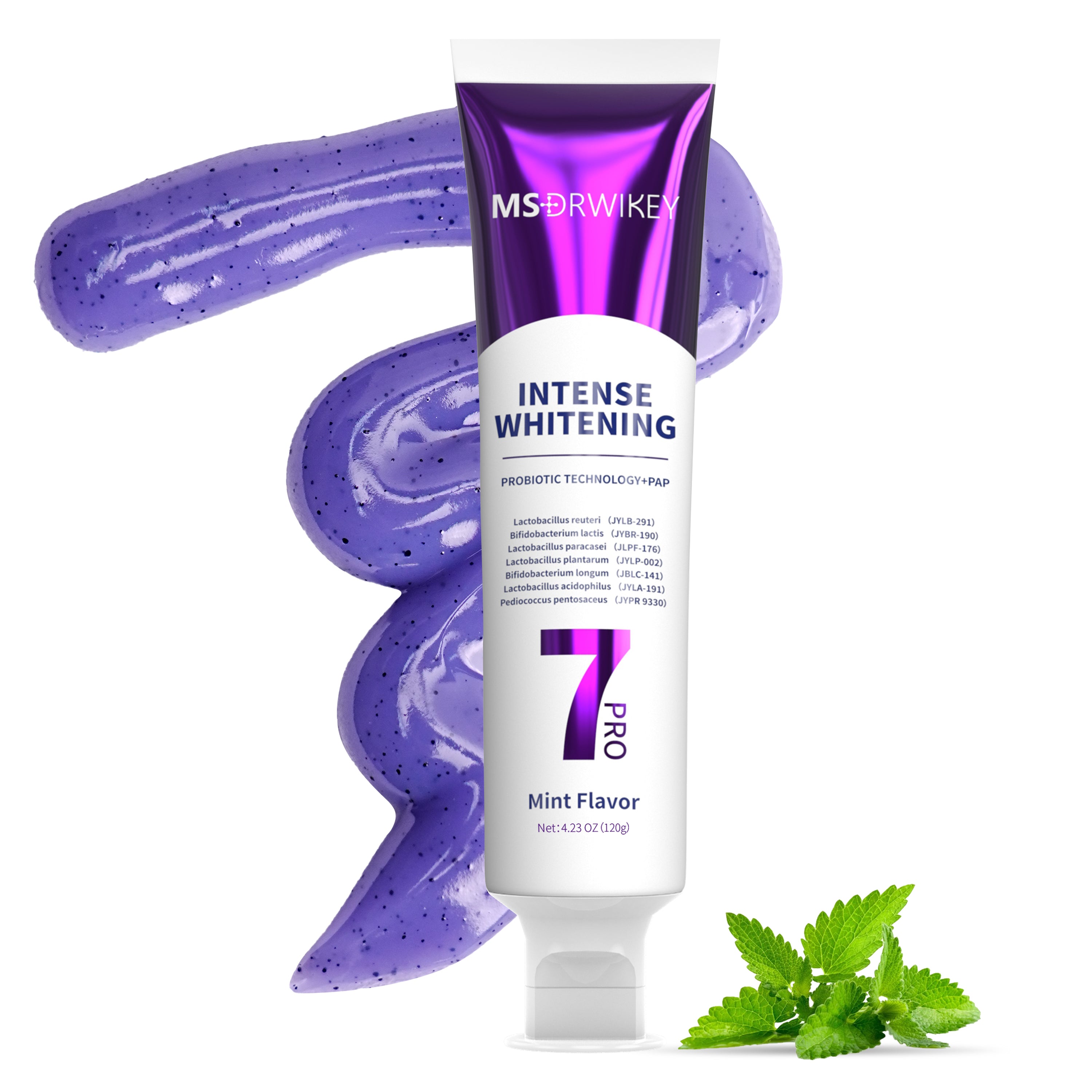 MSDRWIKEY 7 Pro Purple Whitening Toothpaste - Deep whitening, strong cleaning, confident smile, shining every day