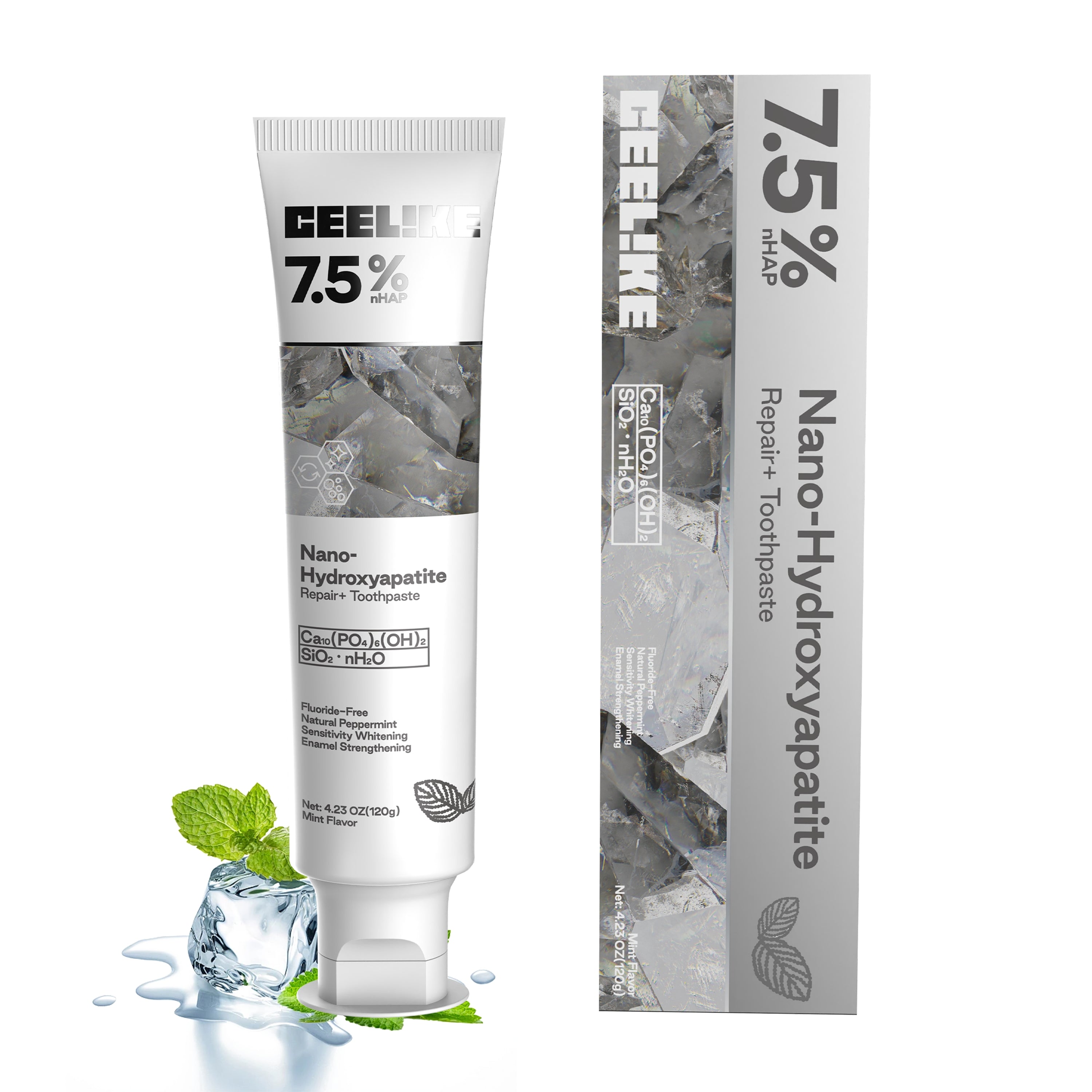 Pasta dental CEELIKE con nanohidroxiapatita reparadora y protectora: fortalece el esmalte y reduce la sensibilidad, 118 g