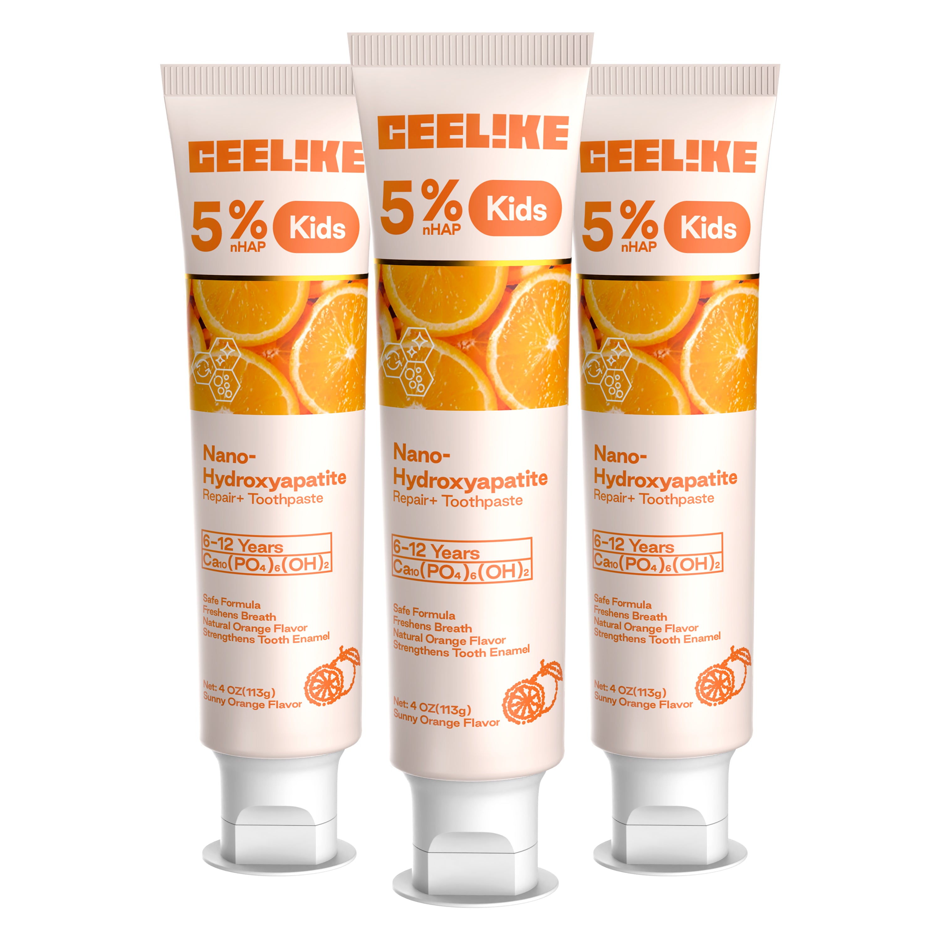 CEELIKE Kids 5% Hydroxyapatite Toothpaste – Fresh Breath · Strong Enamel · Naturally Sweet Orange Flavor