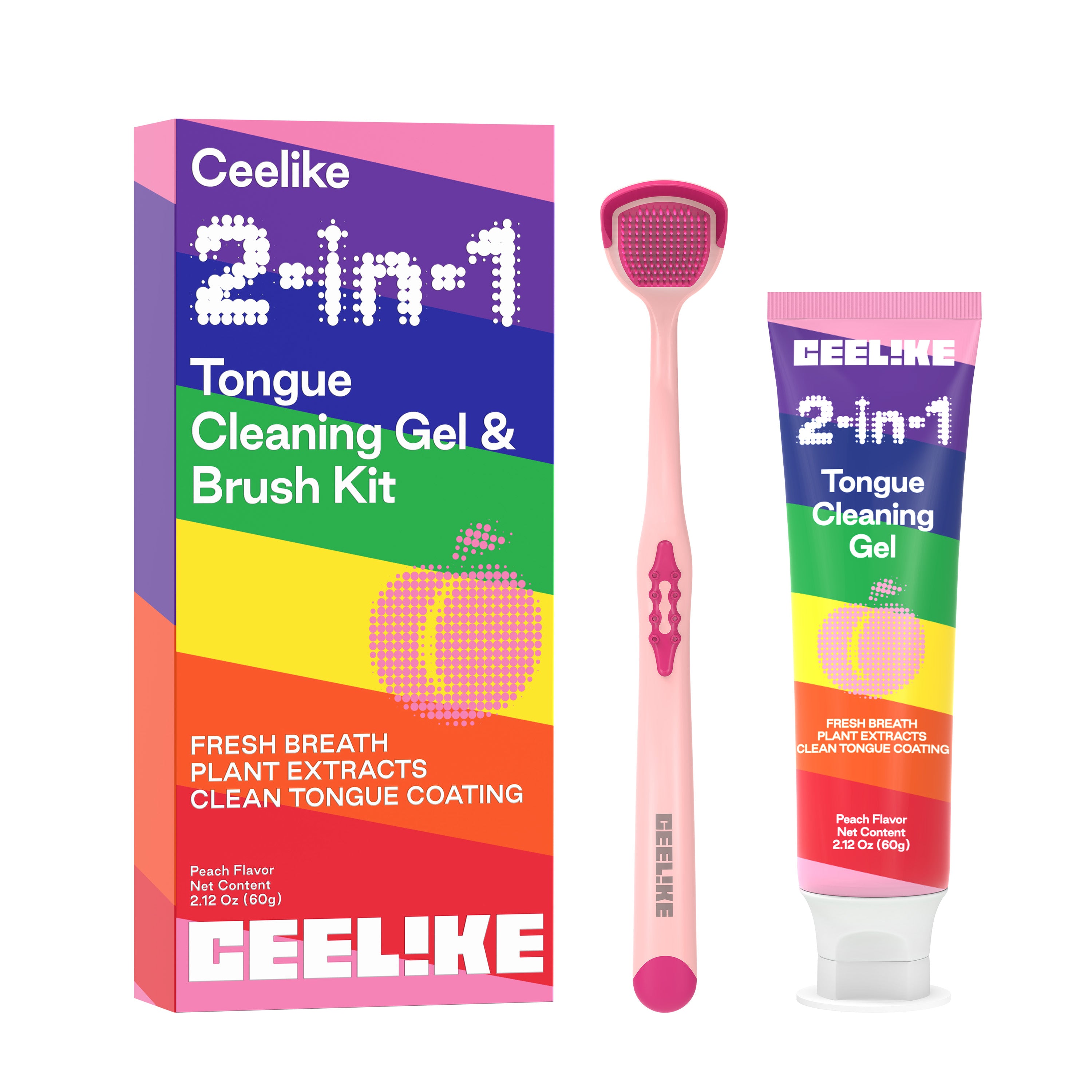 CEELIKE 2-in-1 Tongue Cleaning Gel & Brush Kit