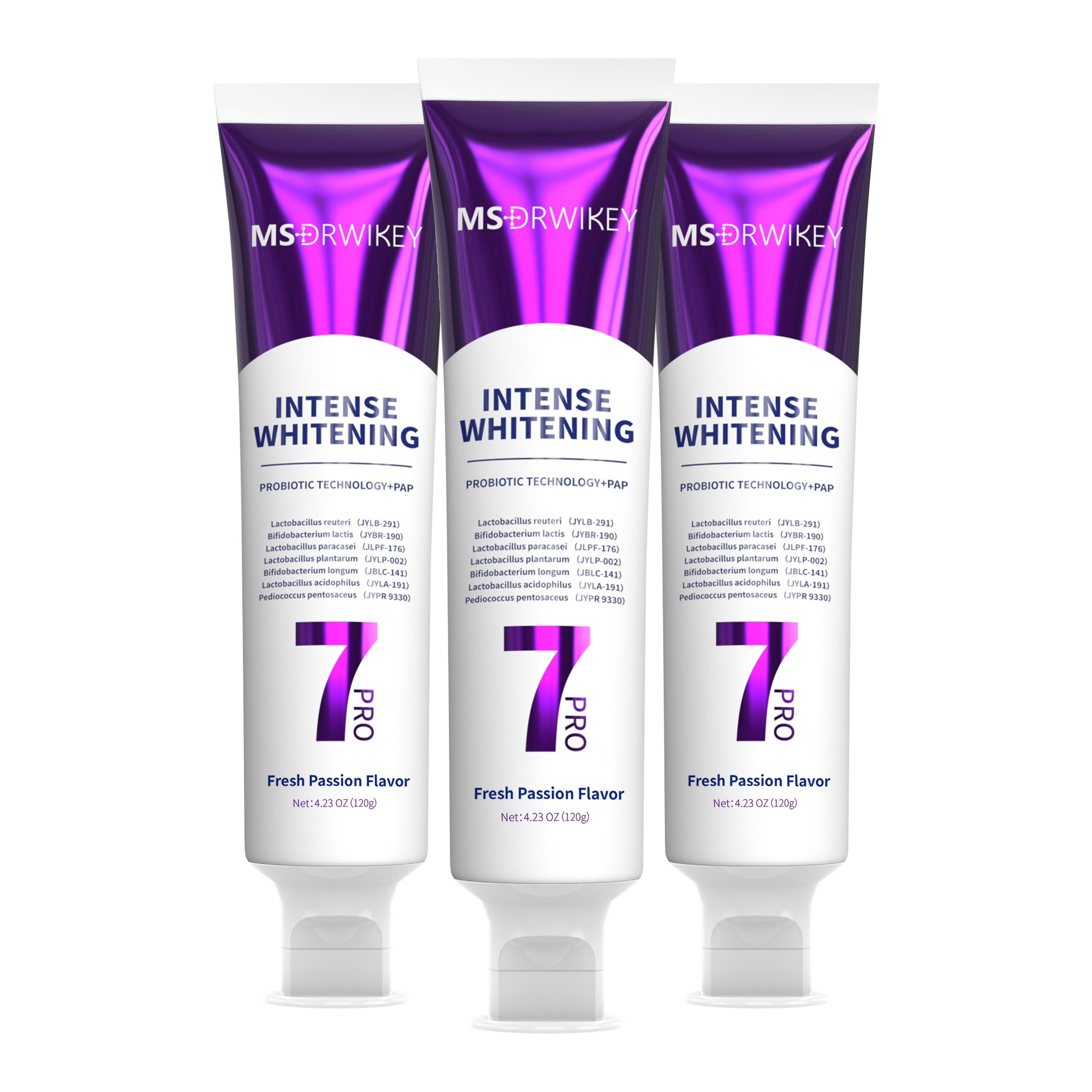 MSDRWIKEY 7 Pro Purple Whitening Toothpaste 3-Pack - Powerful whitening, deep cleaning, let you have a confident smile