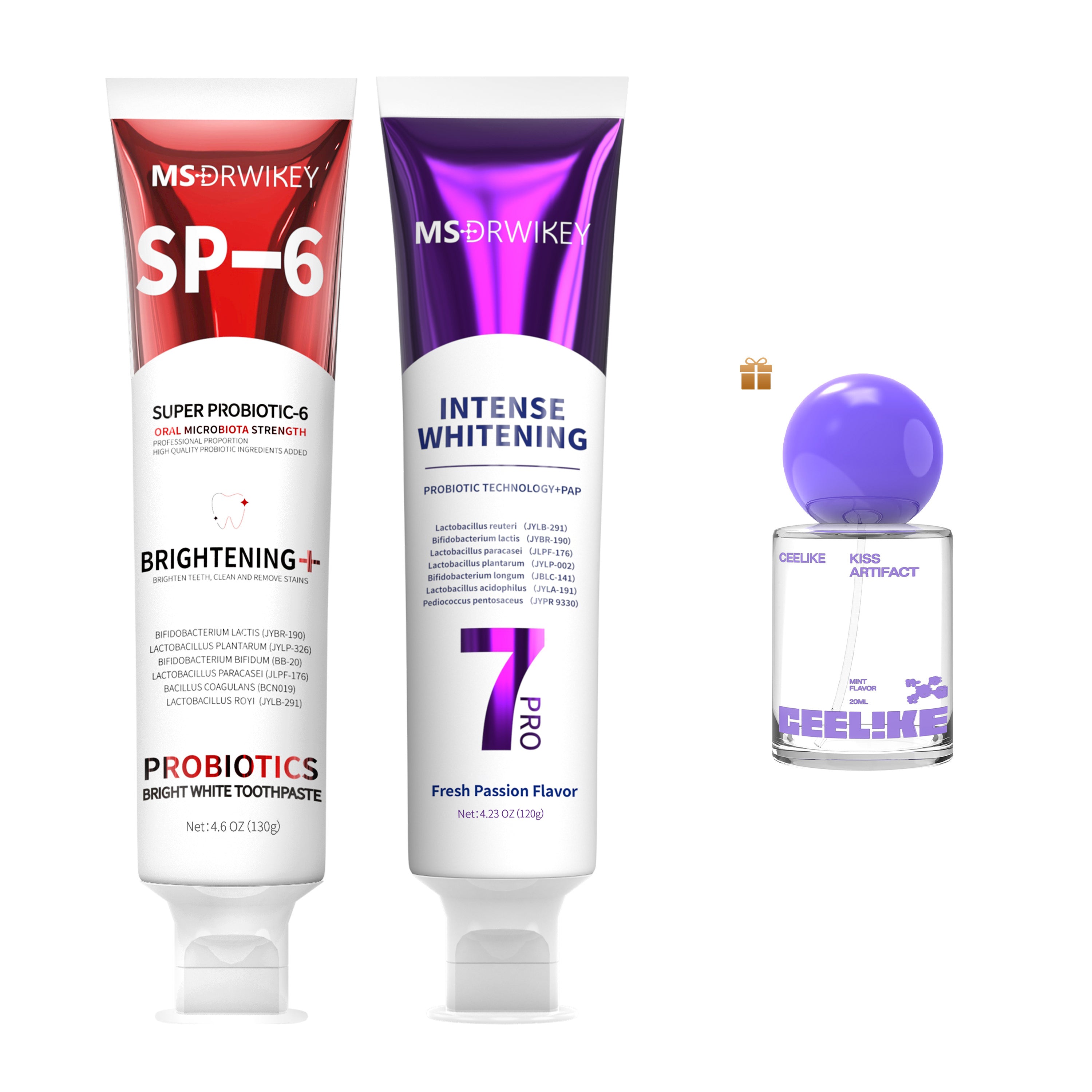 MSDRWIKEY 7 Pro Purple Whitening Toothpaste - Deep whitening, strong cleaning, confident smile, shining every day