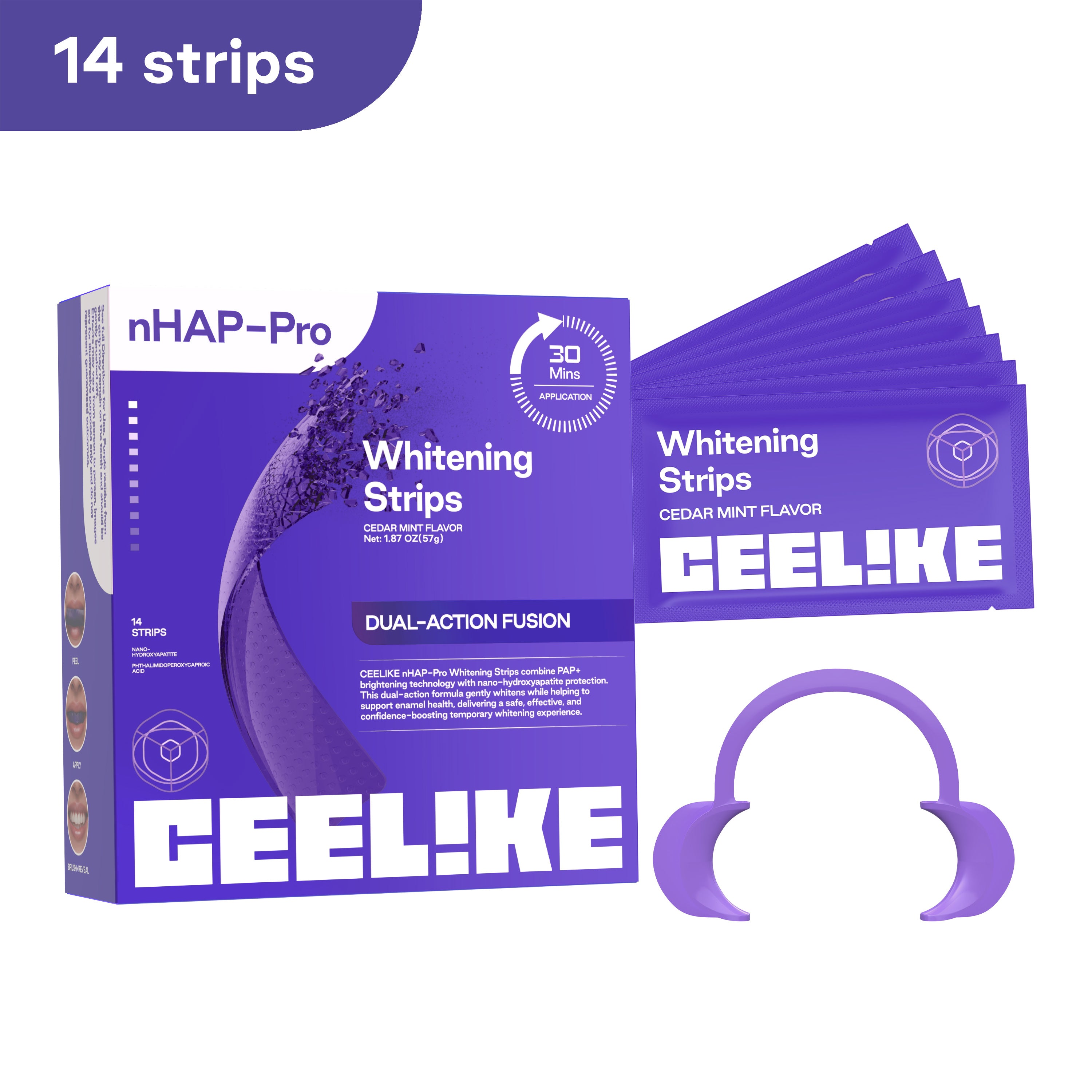 CEELIKE Hydroxyapatite Whitening Strips. Smooth. Clean. Visibly Refreshed.