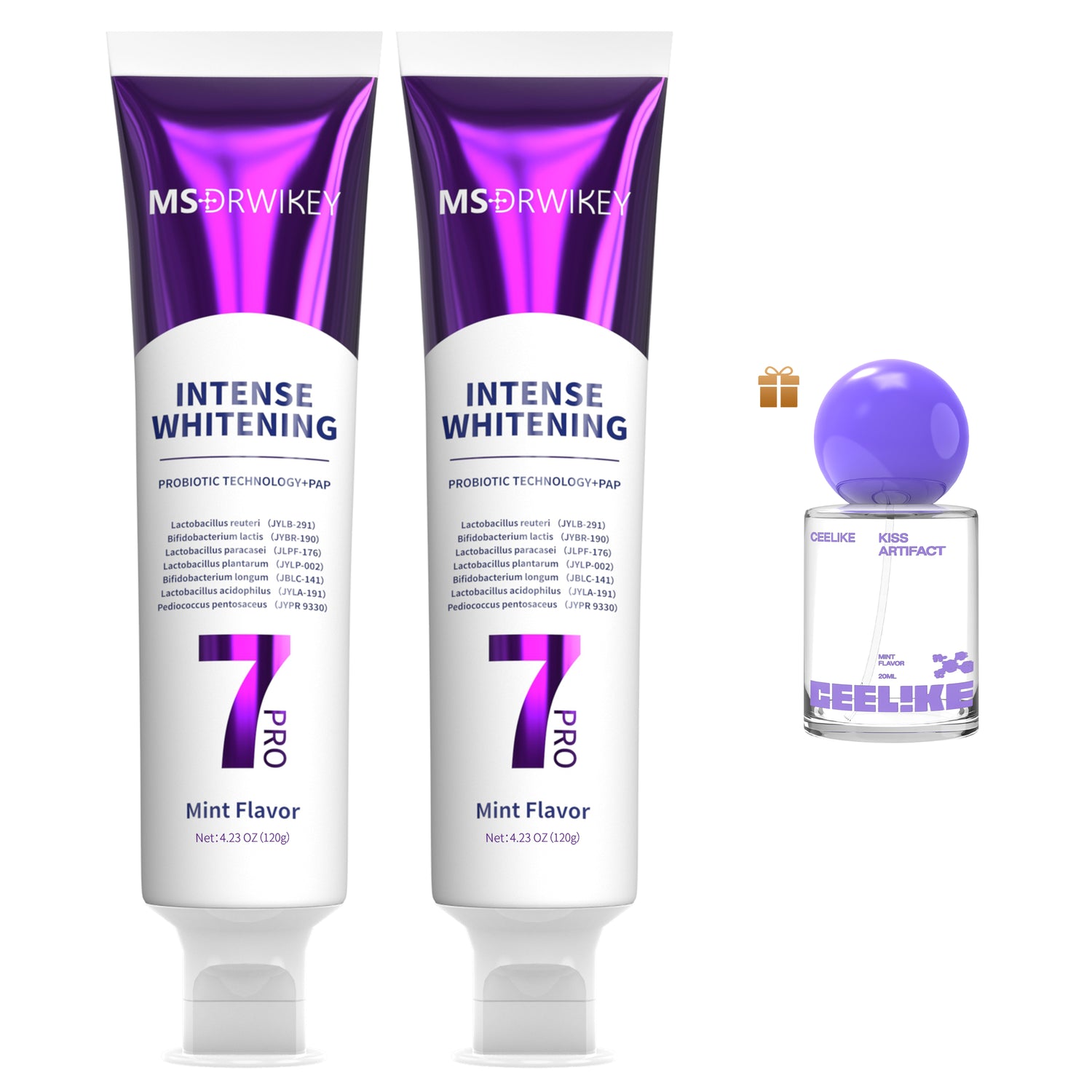 MSDRWIKEY 7 Pro Purple Whitening Toothpaste - Deep whitening, strong cleaning, confident smile, shining every day