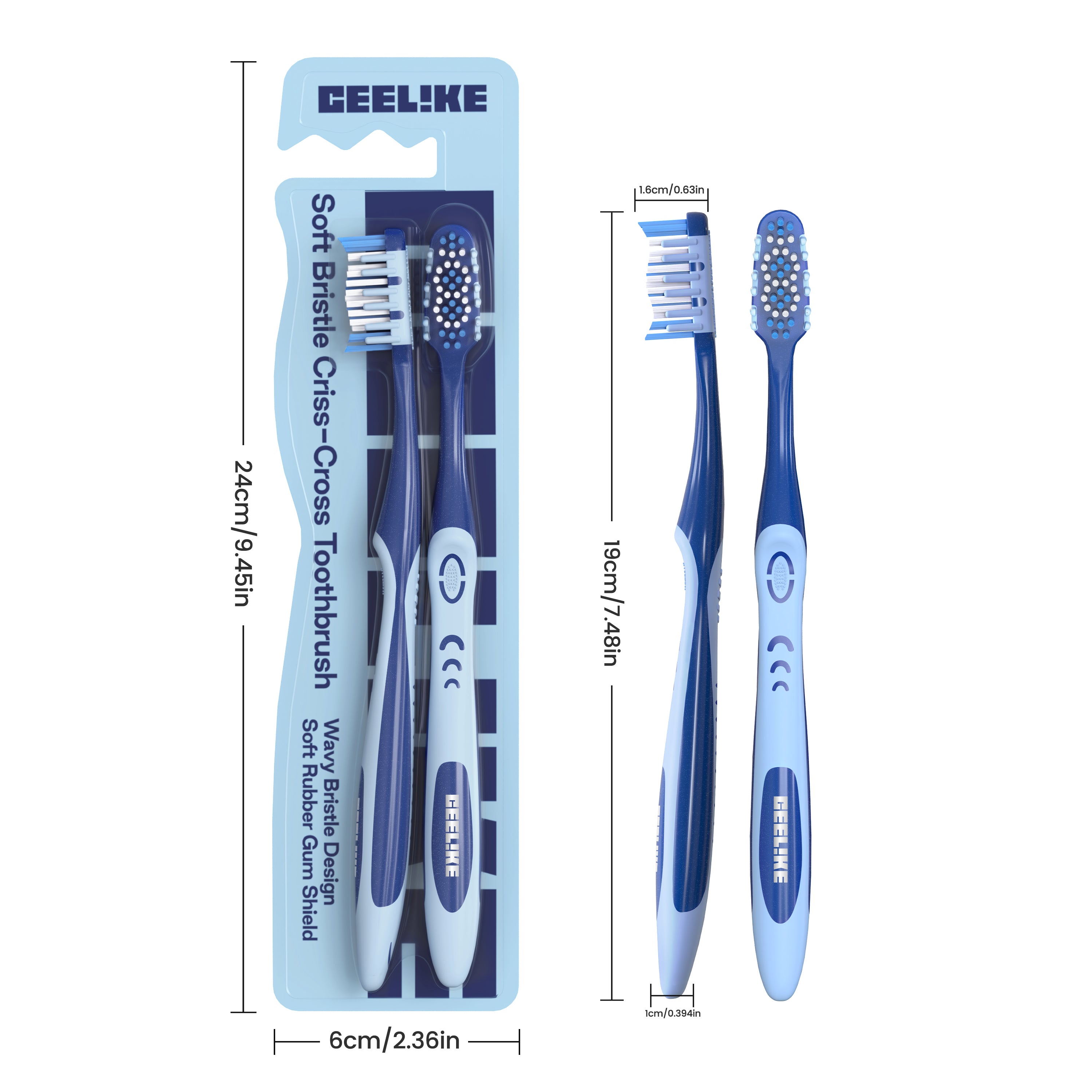CEELIKE Soft Cross Bristle Toothbrush-Comfortable Daily Care