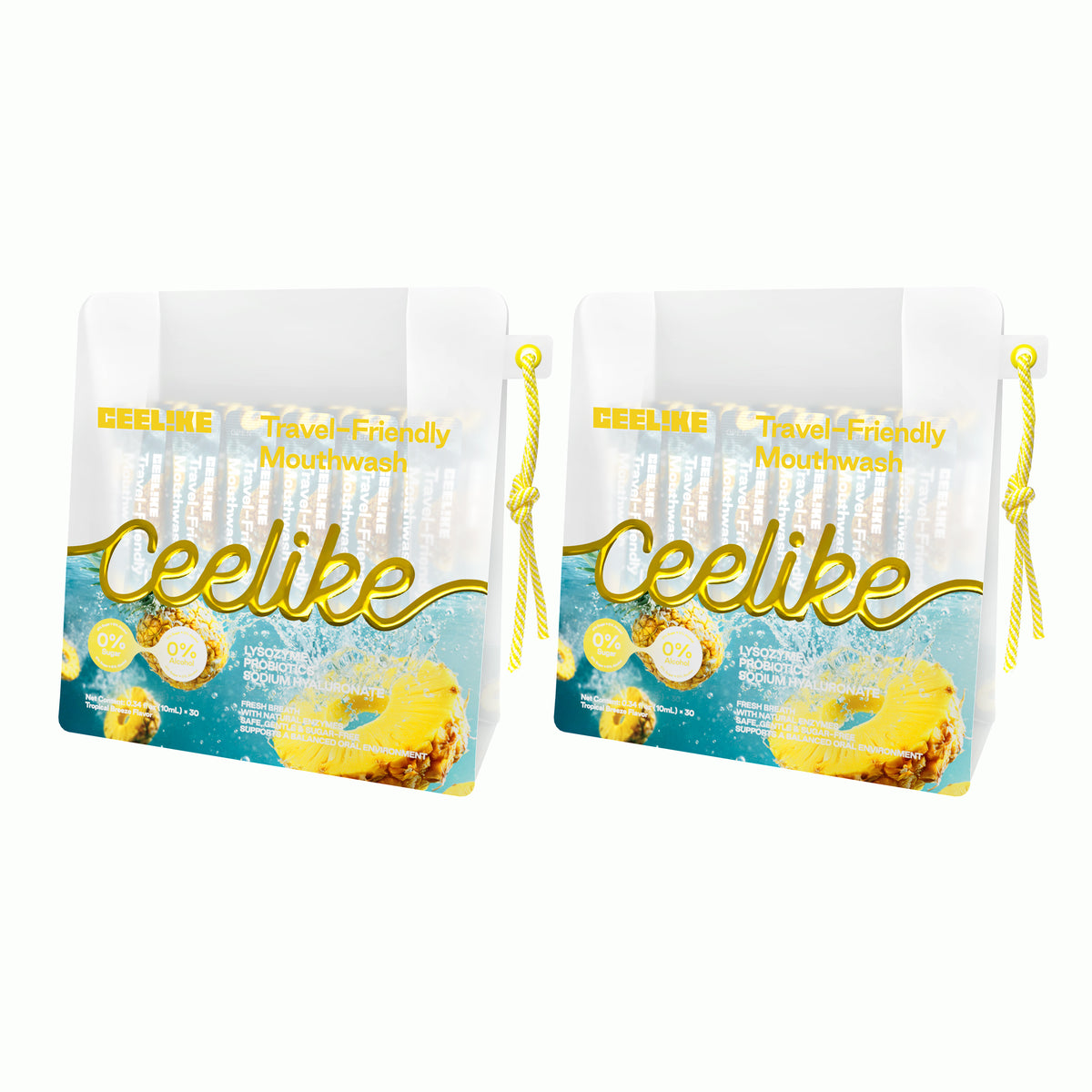CEELIKE Portable Mouthwash – Tropical Pineapple Flavor (30 Packs)