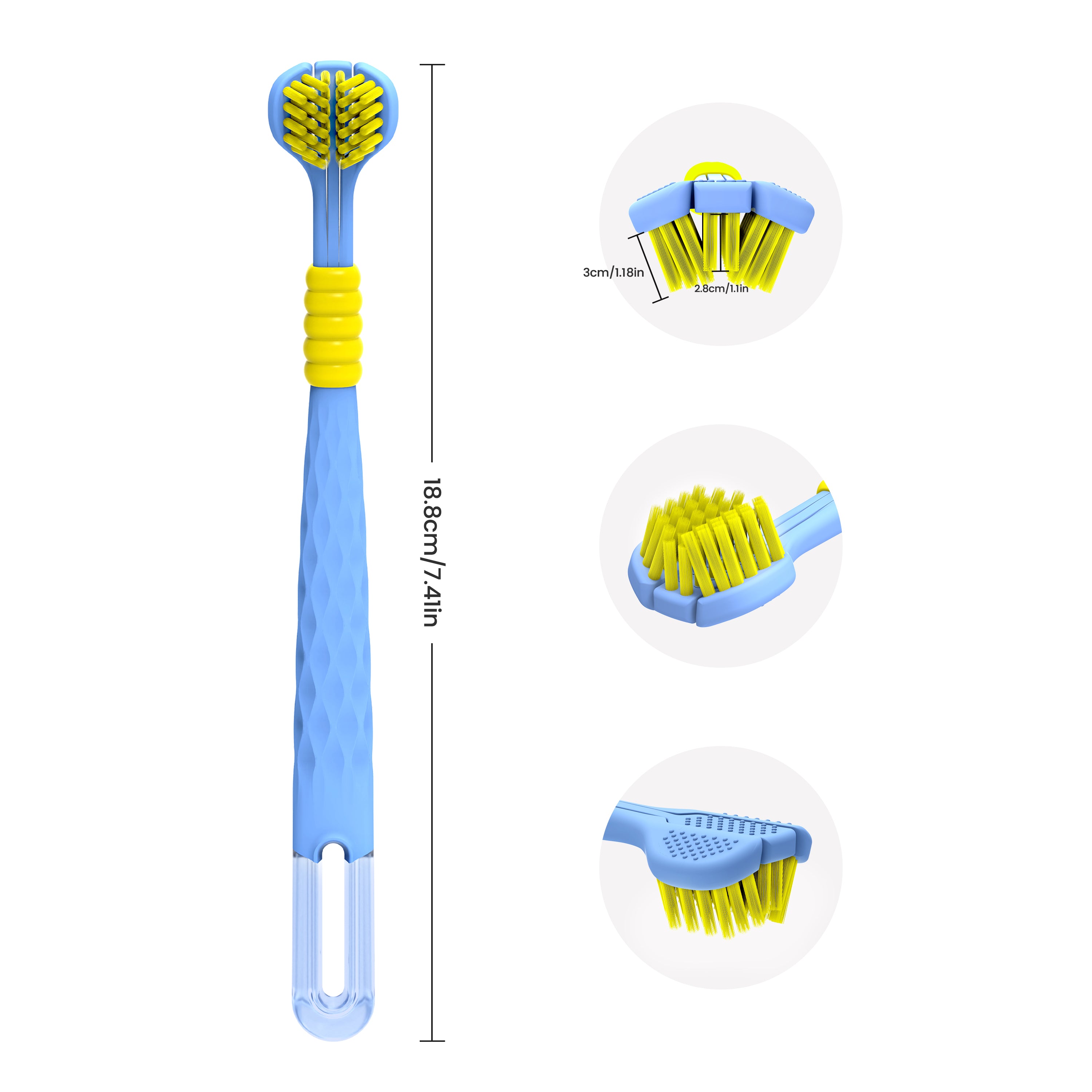 CEELIKE 3-Sided Soft Bristle Toothbrush – Complete Care