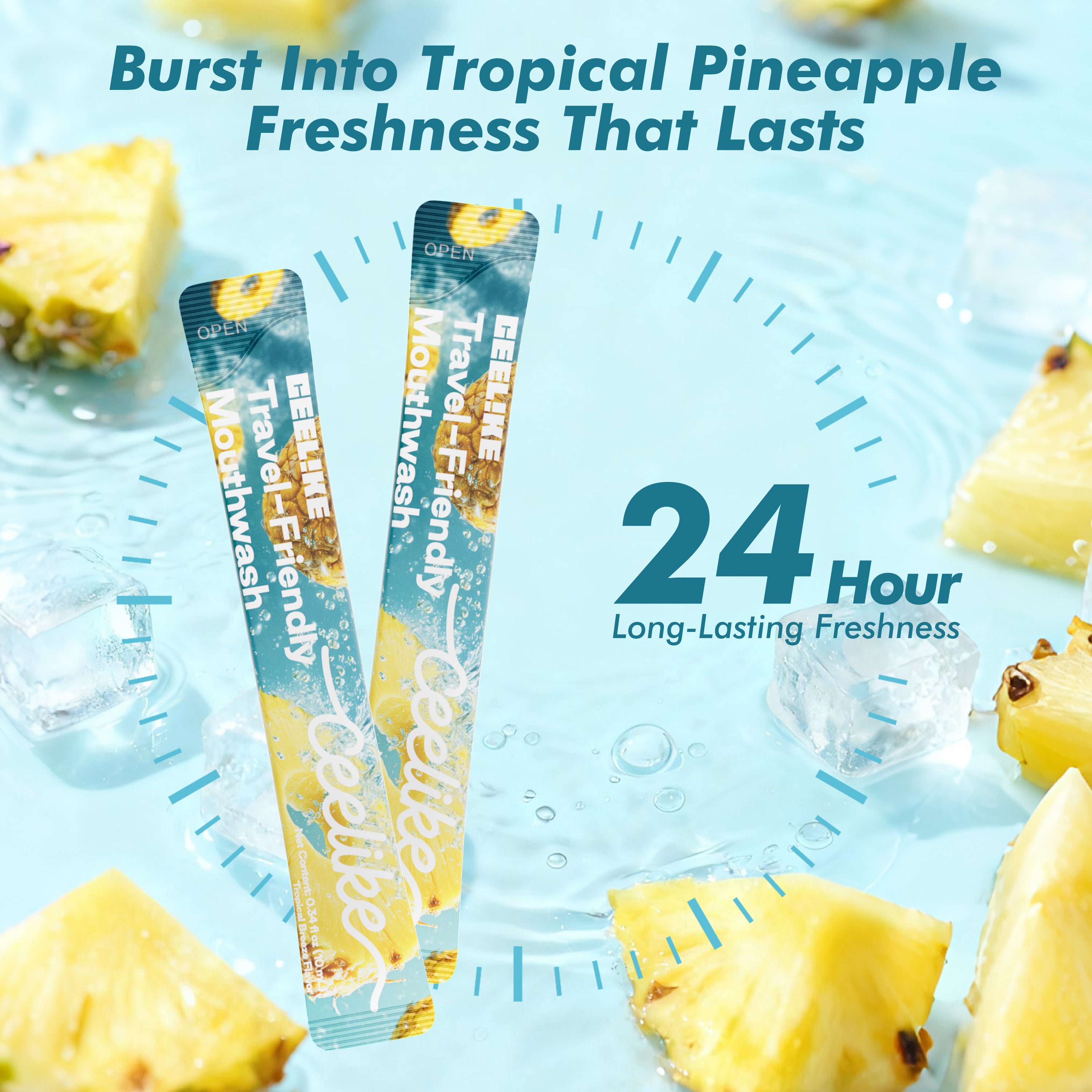 CEELIKE Portable Mouthwash – Tropical Pineapple Flavor (30 Packs)