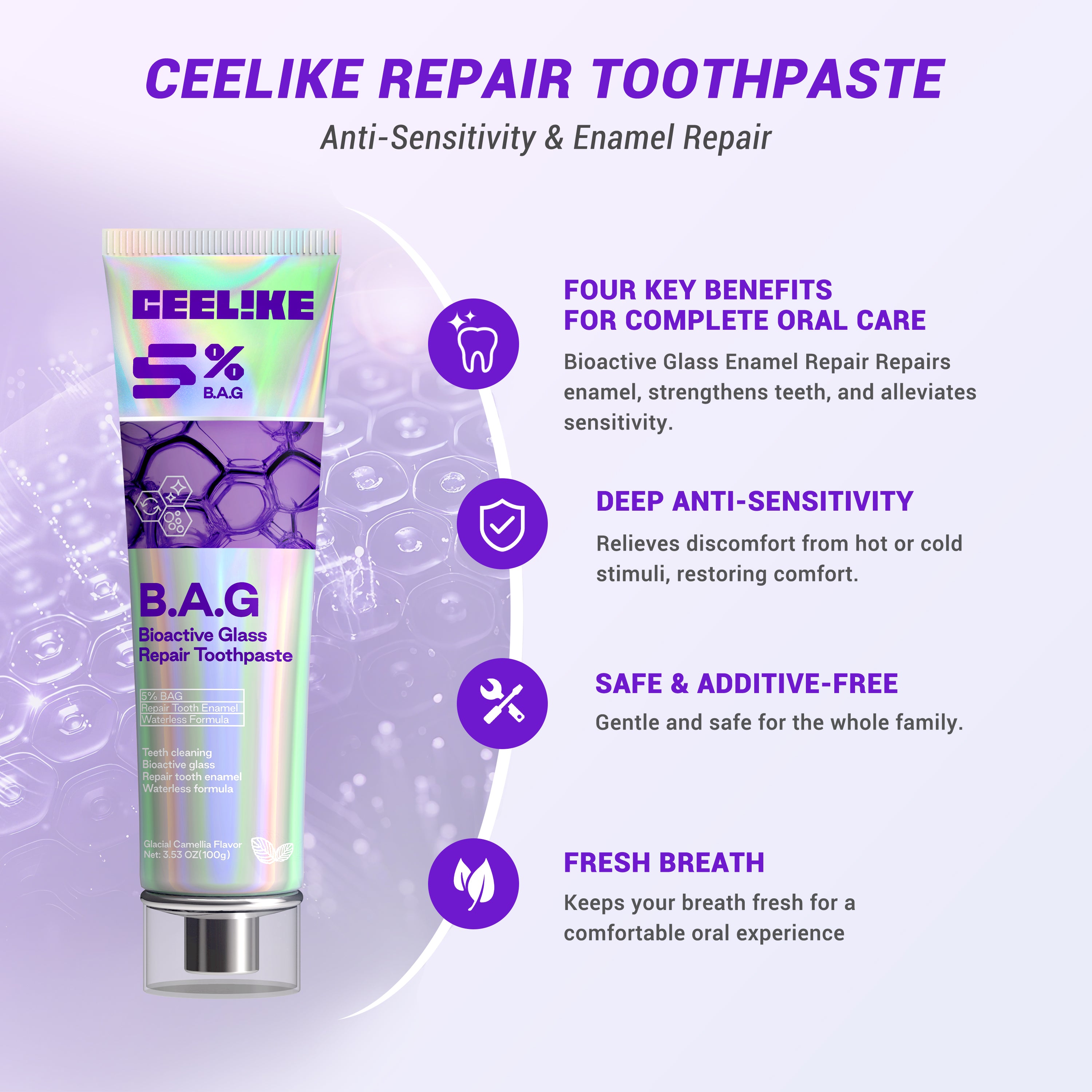 CEELIKE 5% B.A.G Bioactive Glass Toothpaste – Advanced Enamel Care