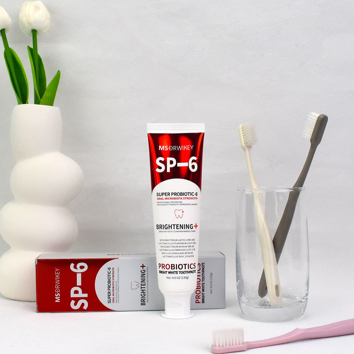 MSDRWIKEY SP-6 Whitening Toothpaste 3-pack – 6 kinds of probiotics, deep cleaning, whitening teeth, daily and travel oral care products