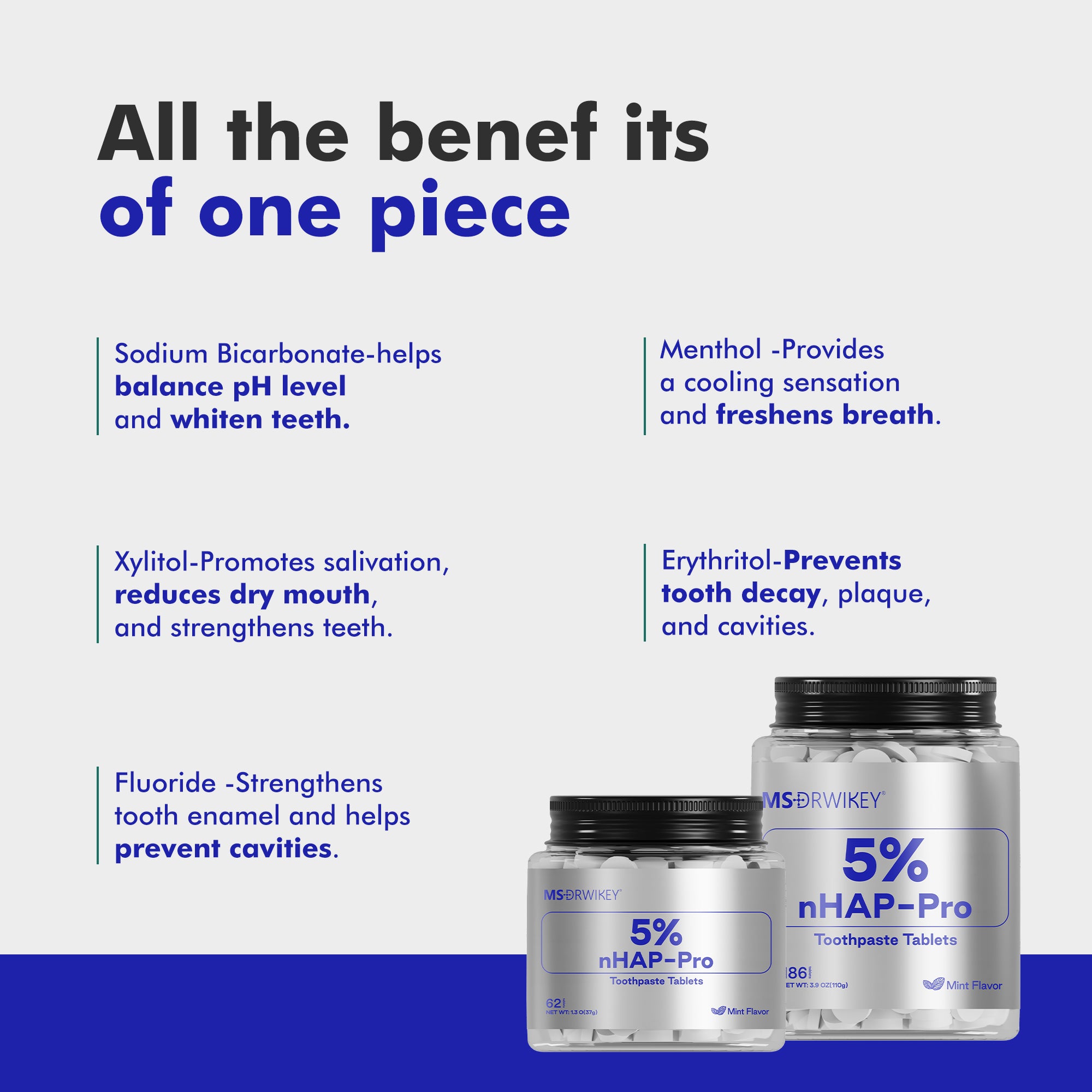 MSDRWIKEY 5% Hydroxyapatite Solid Toothpaste Tablets