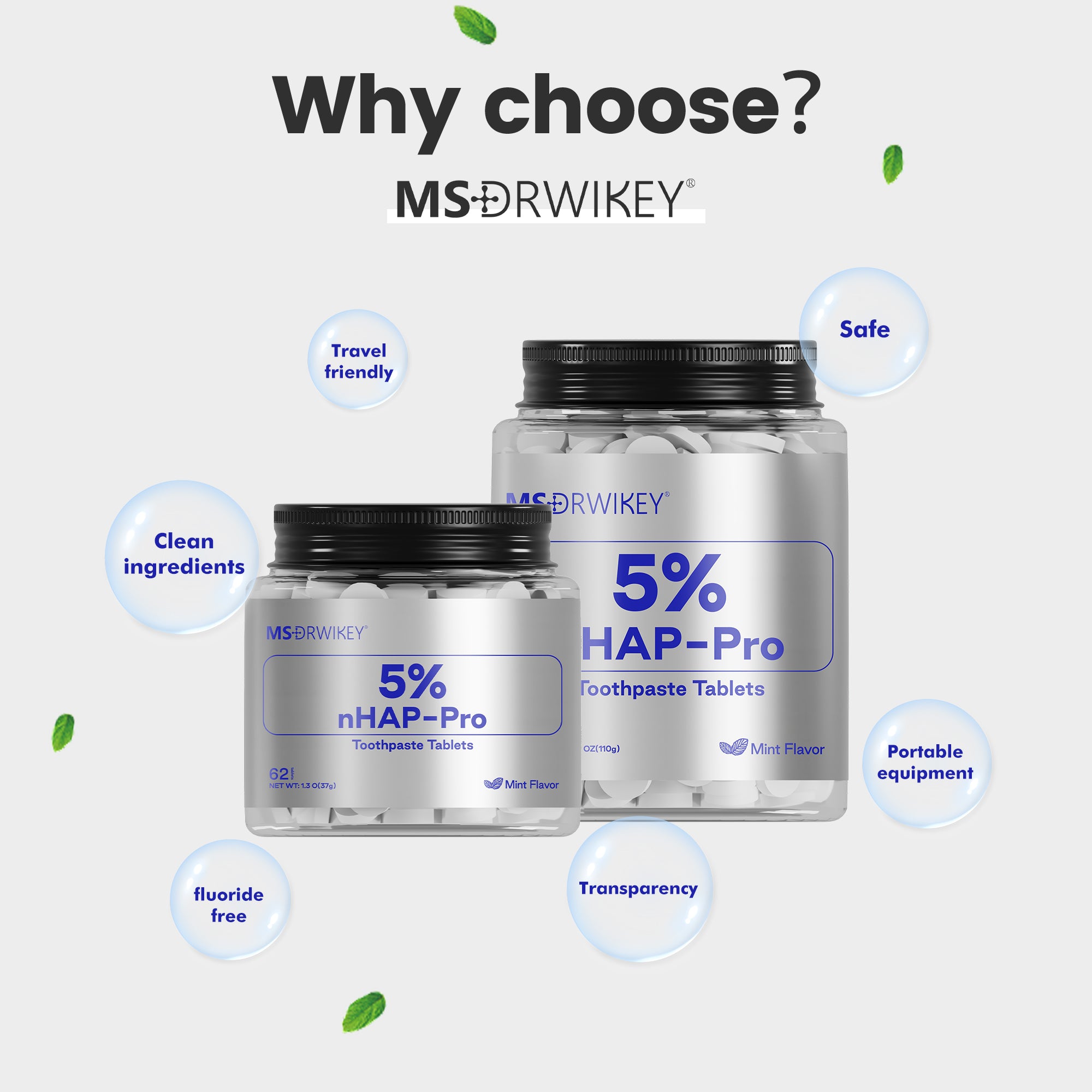 MSDRWIKEY 5% Hydroxyapatite Solid Toothpaste Tablets