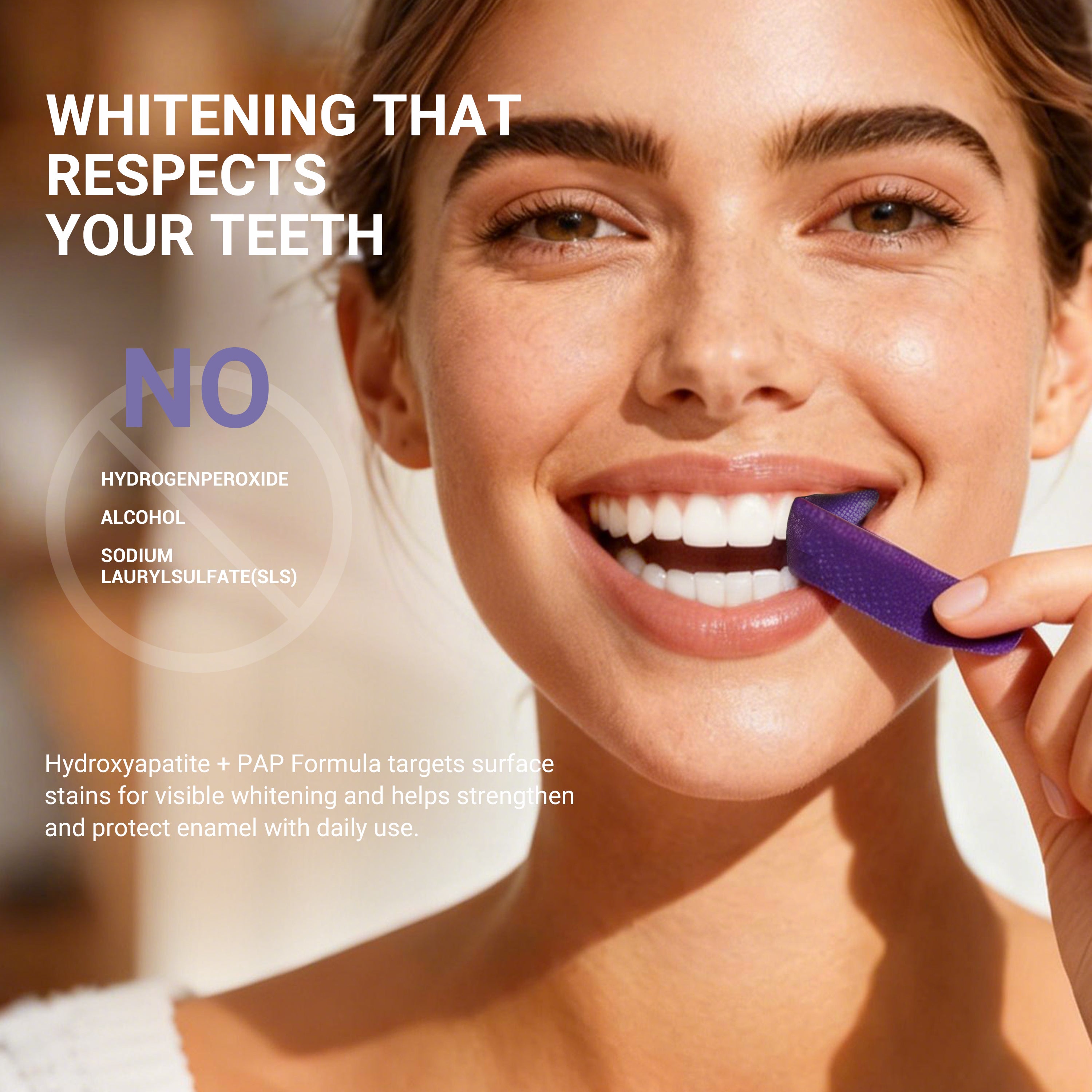 CEELIKE Hydroxyapatite Whitening Strips. Smooth. Clean. Visibly Refreshed.