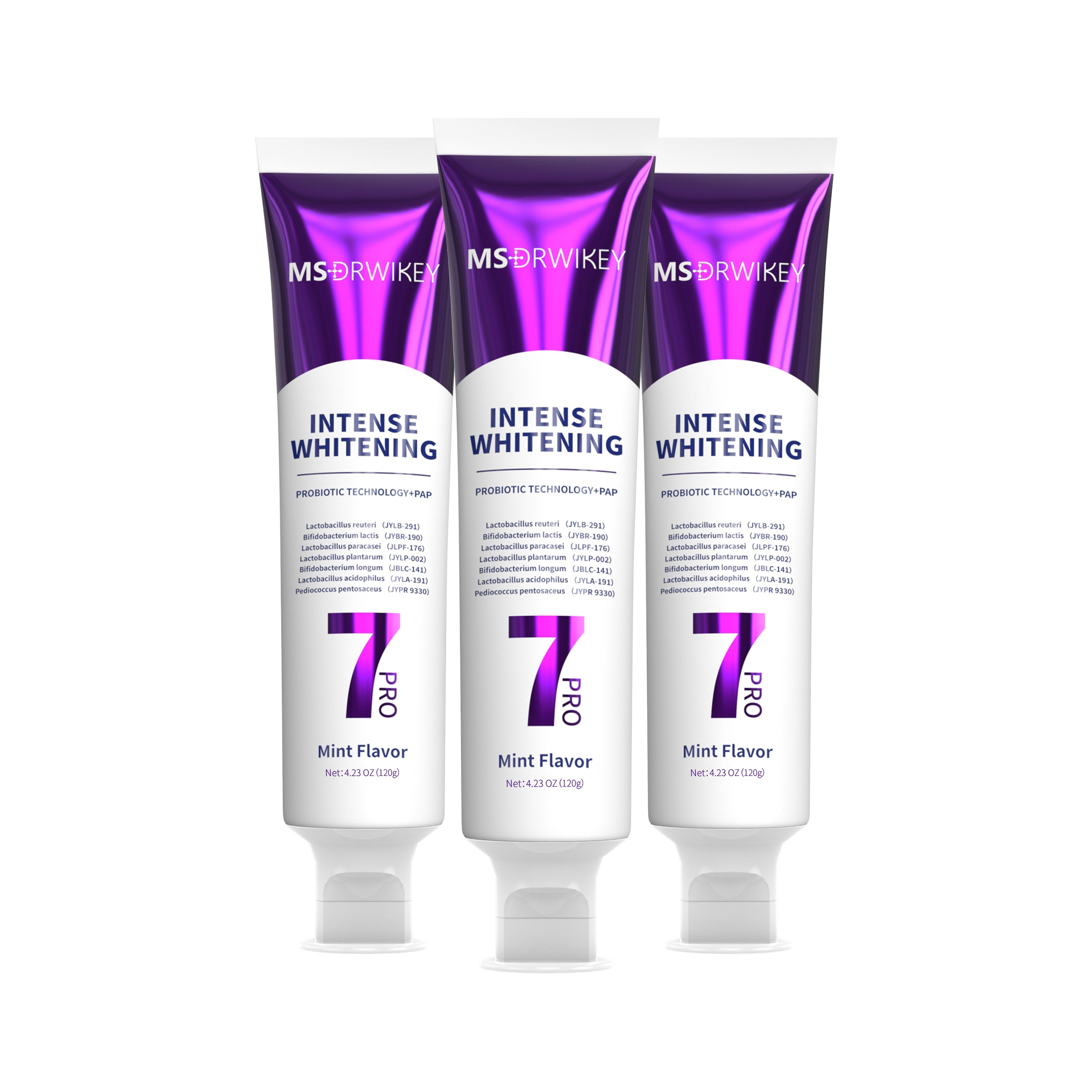 MSDRWIKEY 7 Pro Purple Whitening Toothpaste 3-Pack - Powerful whitening, deep cleaning, let you have a confident smile