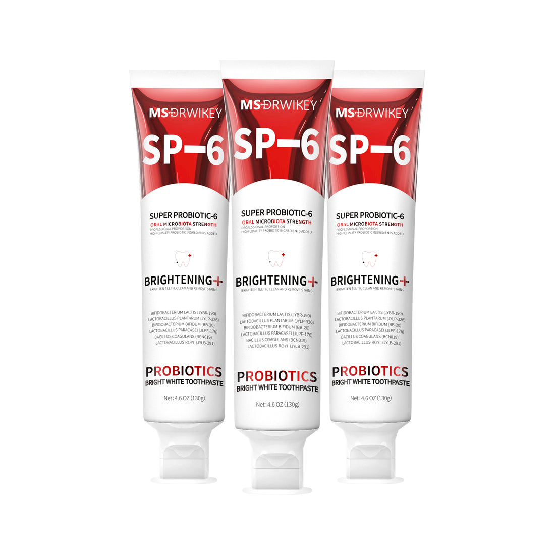 MSDRWIKEY SP-6 Whitening Toothpaste 3-pack – 6 kinds of probiotics, deep cleaning, whitening teeth, daily and travel oral care products