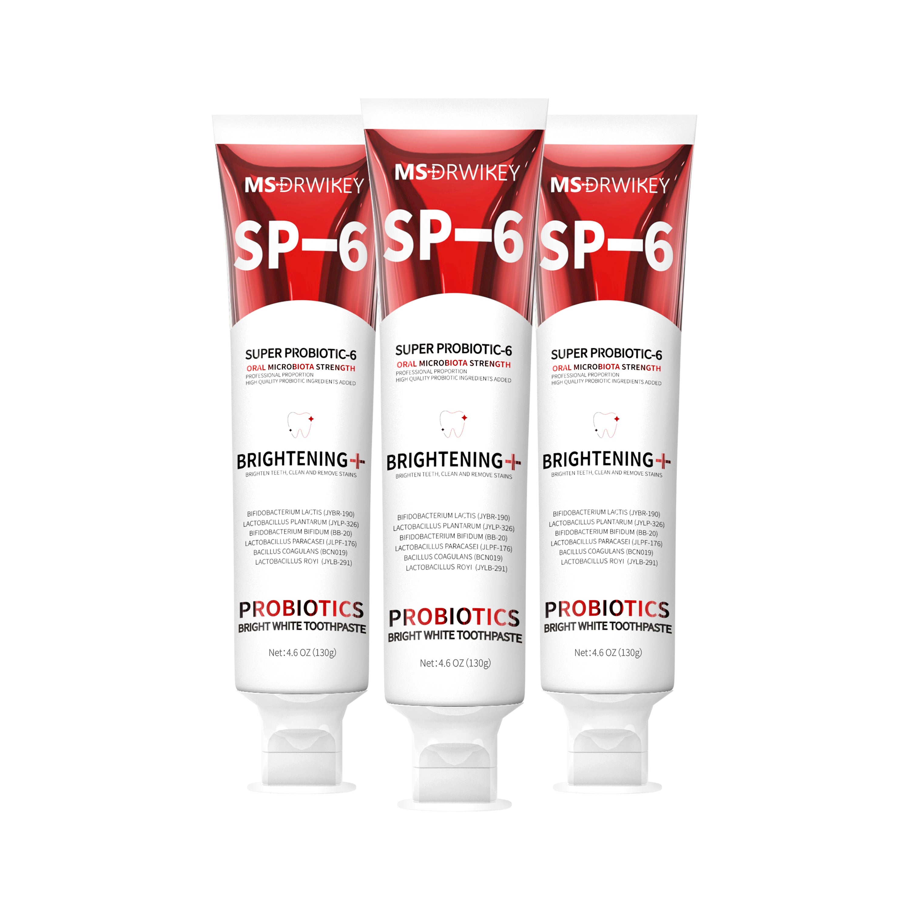 MSDRWIKEY SP-6 Whitening Toothpaste 3-pack – 6 kinds of probiotics, deep cleaning, whitening teeth, daily and travel oral care products