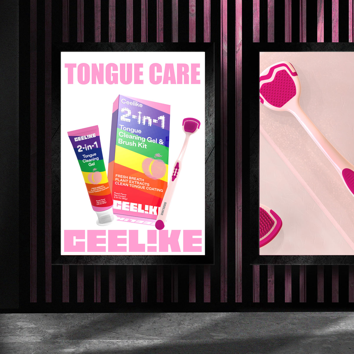 CEELIKE 2-in-1 Tongue Cleaning Gel & Brush Kit