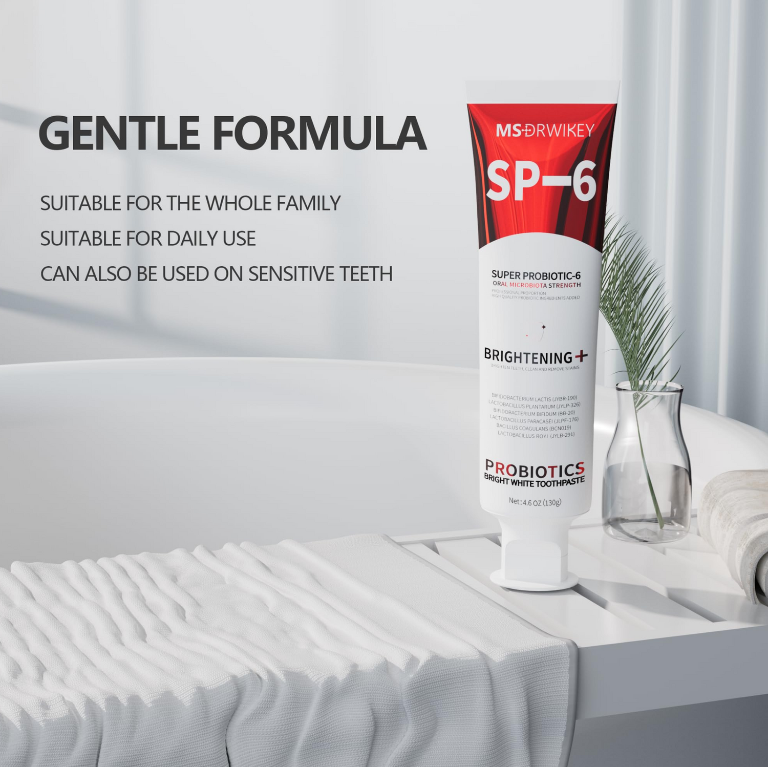MSDRWIKEY SP-6 Whitening Toothpaste – Brighten Your Smile with the Power of 6 Probiotics