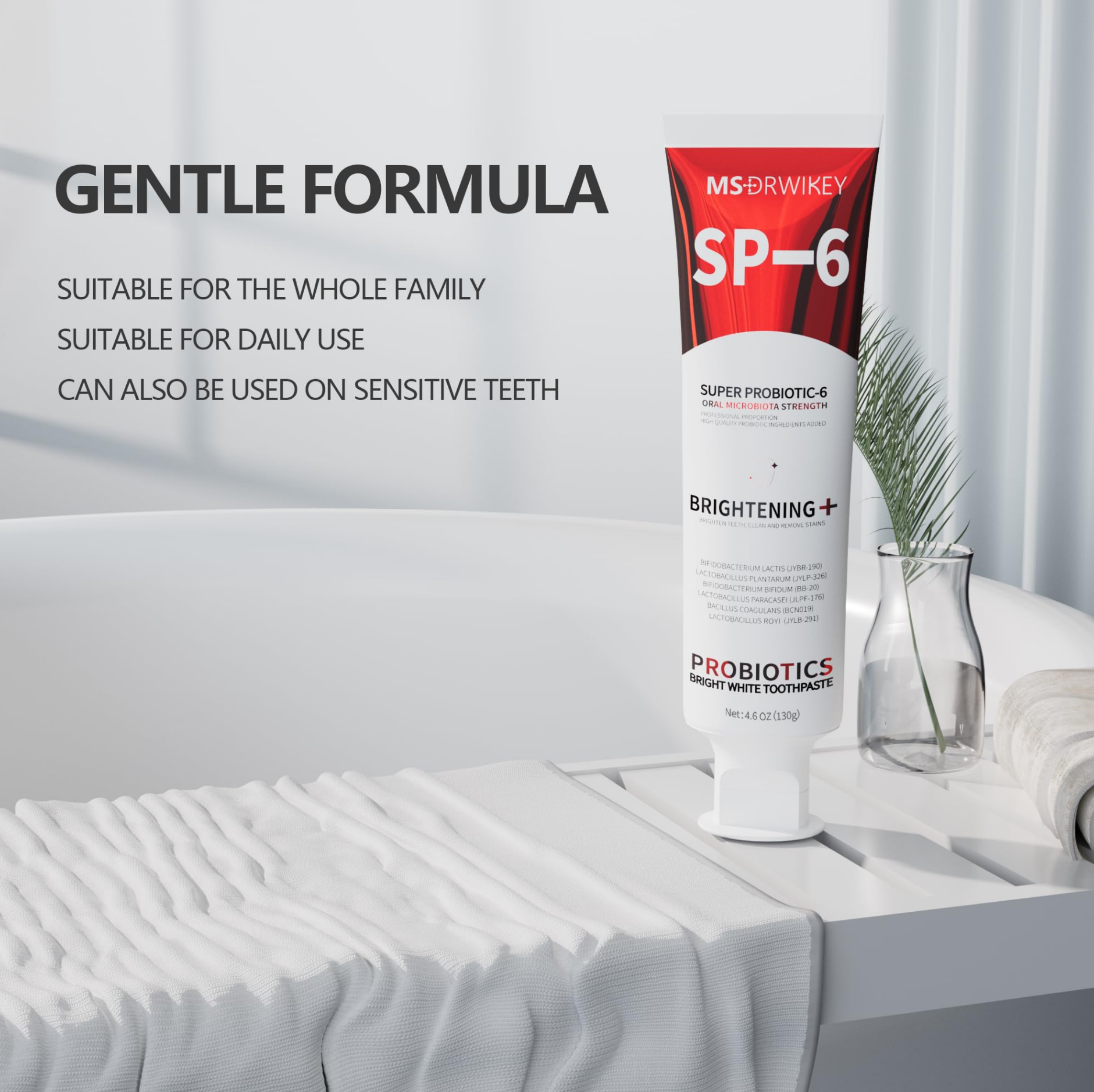 MSDRWIKEY SP-6 Whitening Toothpaste – Brighten Your Smile with the Power of 6 Probiotics