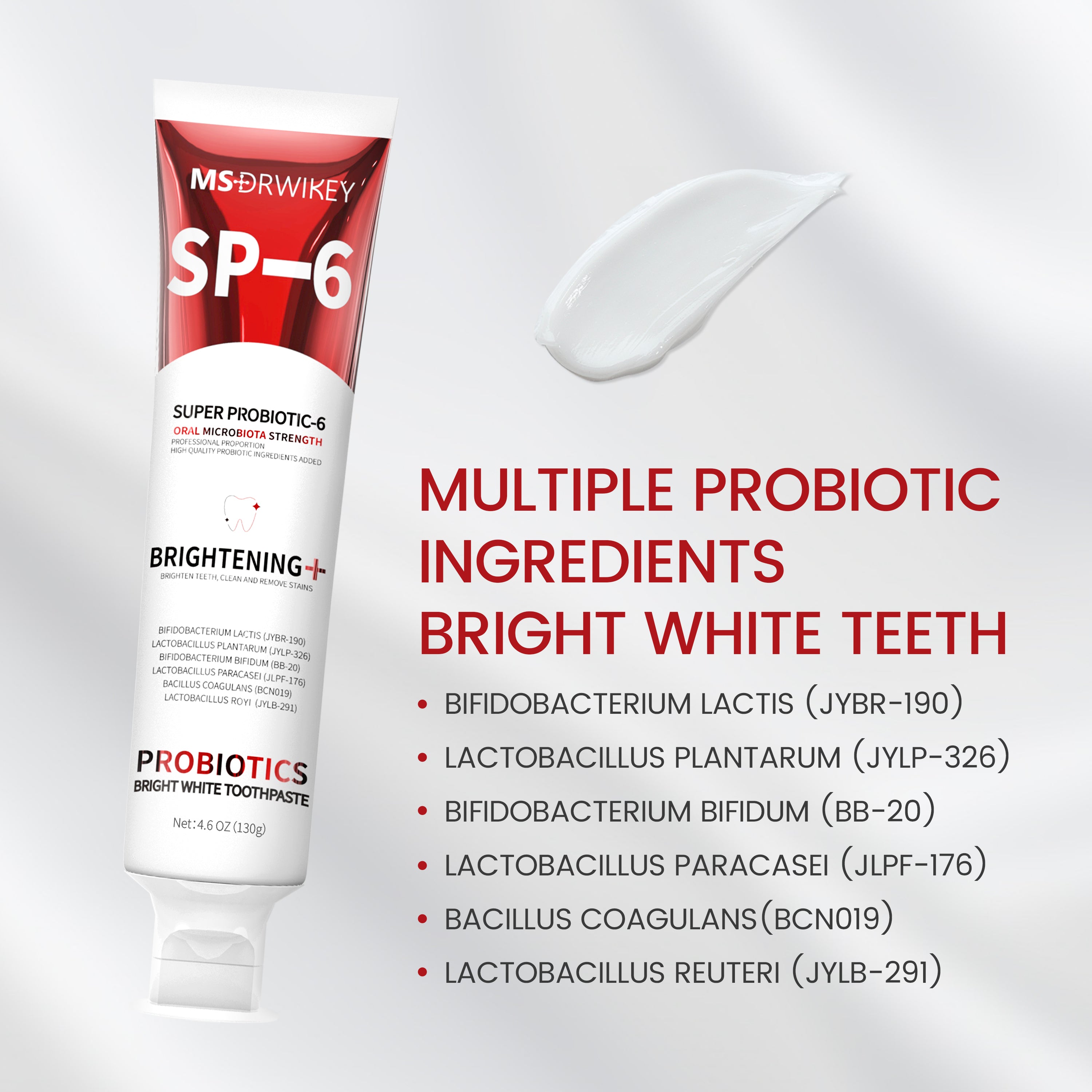 MSDRWIKEY SP-6 Whitening Toothpaste 2-pack – 6 kinds of probiotics, deep clean, whiten teeth, make your smile brighter
