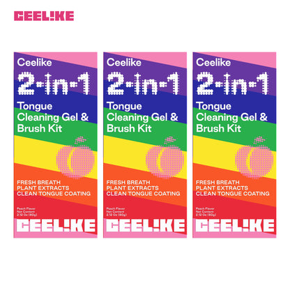 CEELIKE 2-in-1 Tongue Cleaning Gel &amp; Brush Kit