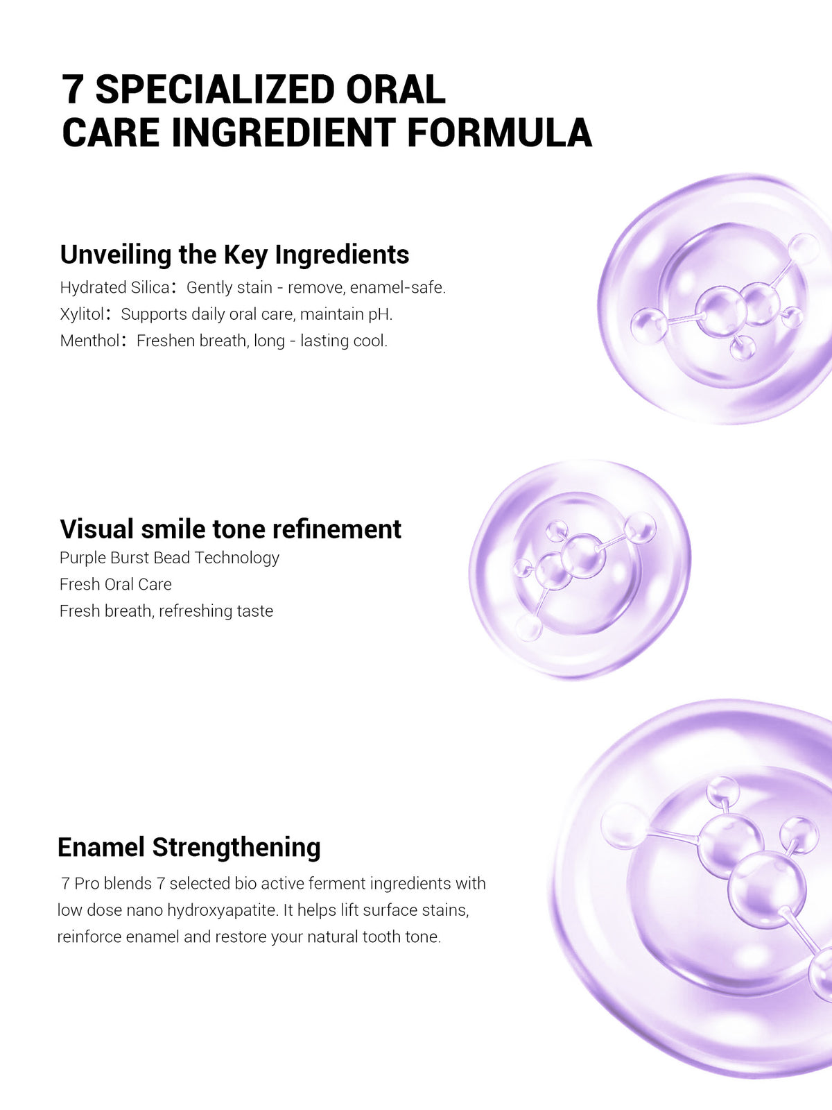 MSDRWIKEY 7 Pro Purple Whitening Toothpaste - Deep whitening, strong cleaning, confident smile, shining every day