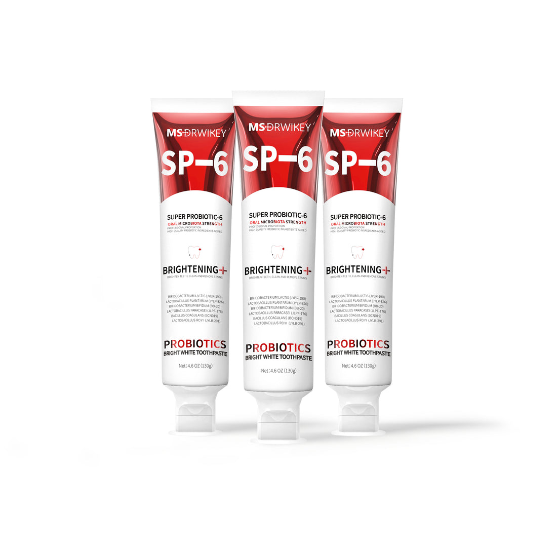 MSDRWIKEY SP-6 Whitening Toothpaste 3-pack – 6 kinds of probiotics, deep cleaning, whitening teeth, daily and travel oral care products