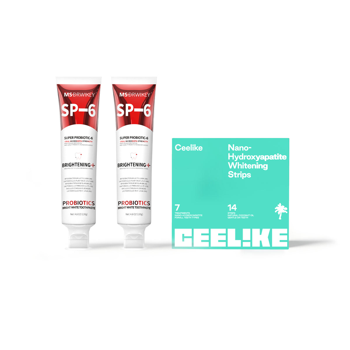 Glow &amp; Go Whitening Set – 2 Toothpastes + Enamel-Safe Whitening Strips