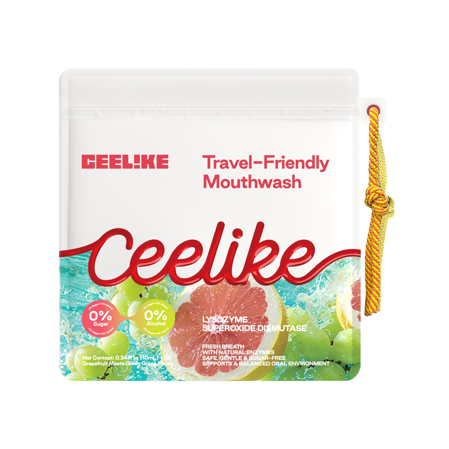 CEELIKE Travel-Friendly Mouthwash Sticks – Yuzu &amp; Green Grape Flavor
