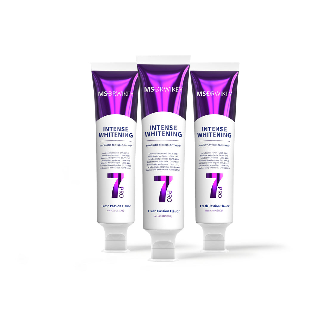 MSDRWIKEY 7 Pro Purple Whitening Toothpaste 3-Pack - Powerful whitening, deep cleaning, let you have a confident smile