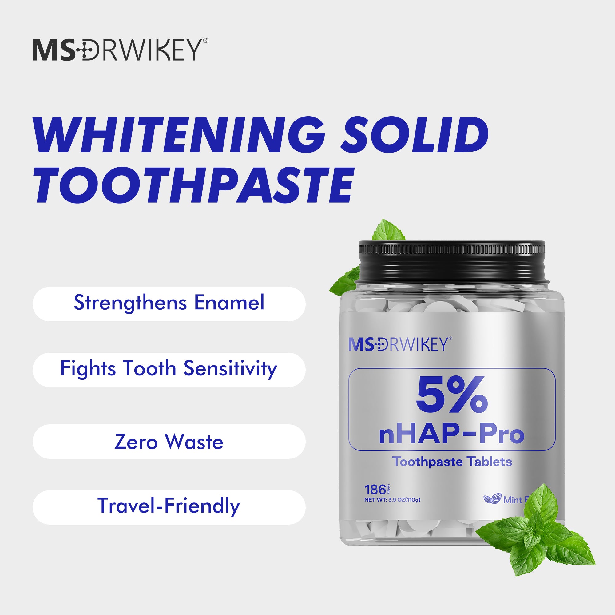 MSDRWIKEY 5% Hydroxyapatite Solid Toothpaste Tablets