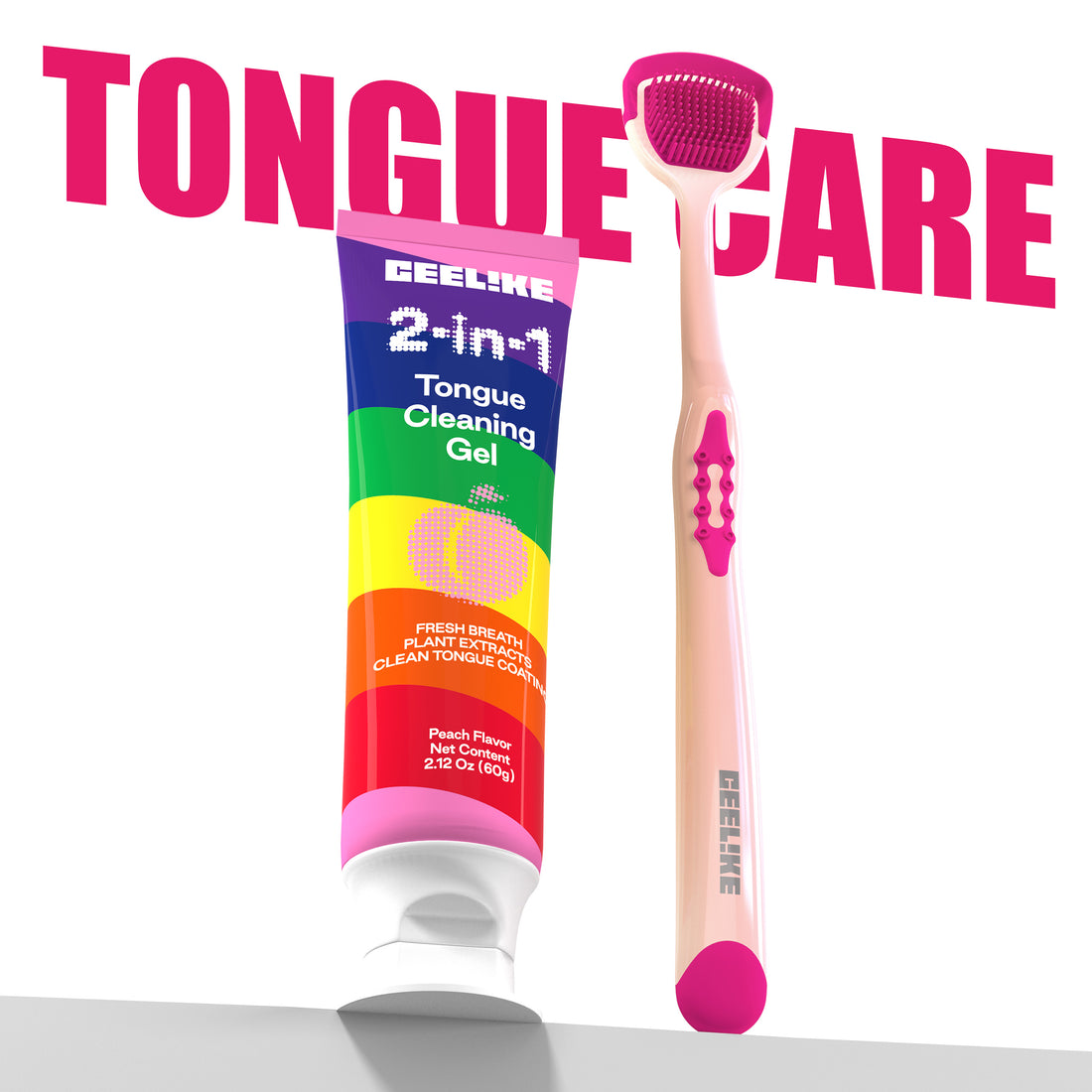 CEELIKE 2-in-1 Tongue Cleaning Gel &amp; Brush Kit