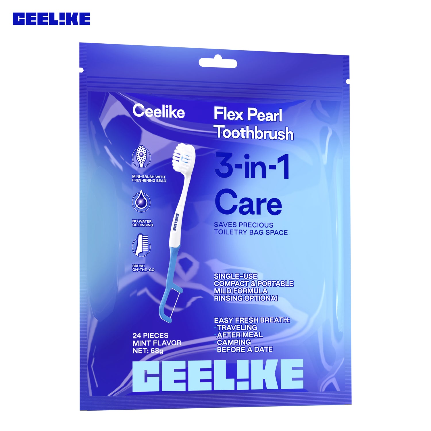 CEELIKE 3-in-1 Pearl Toothbrush — Portable Fresh-Clean Brush
