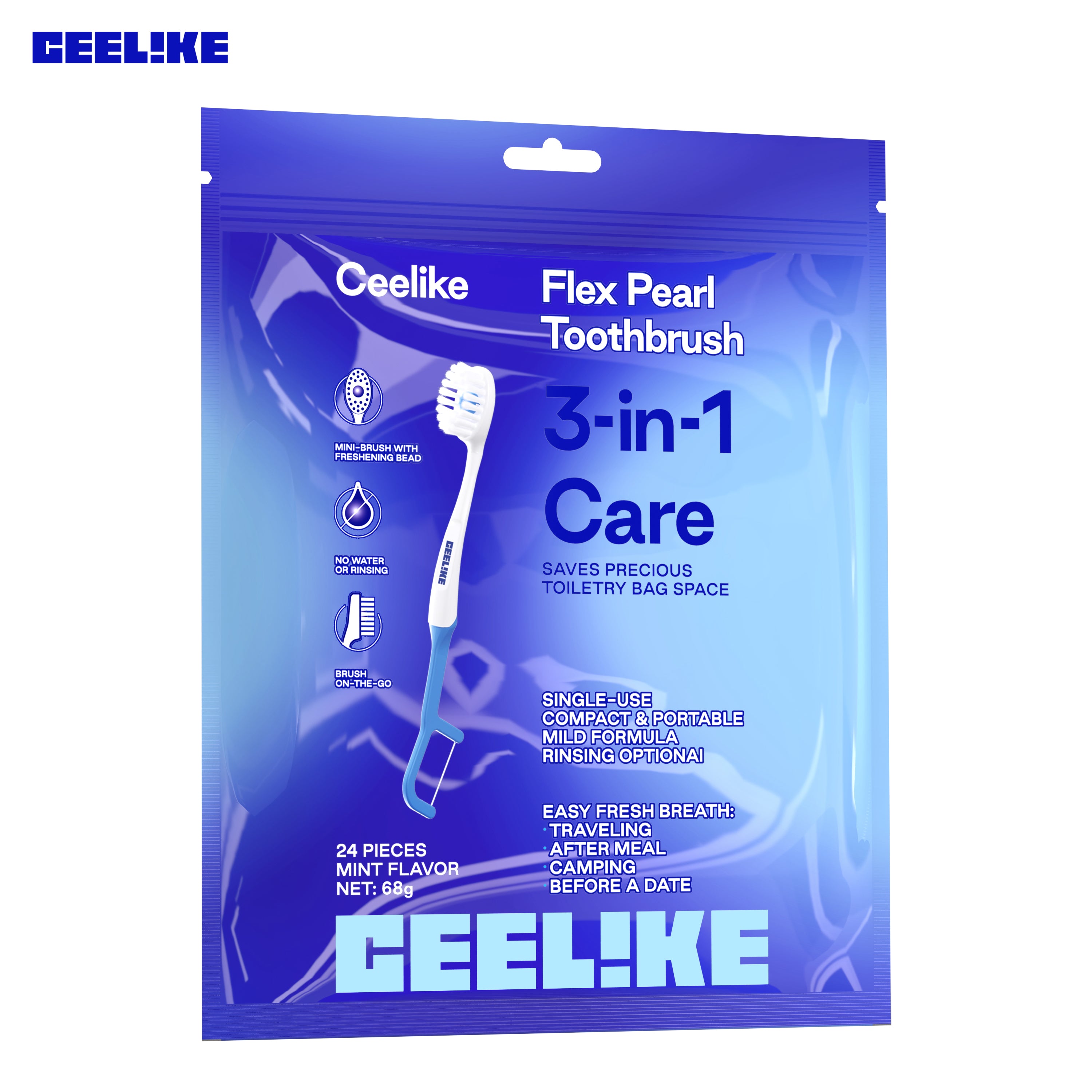 CEELIKE 3-in-1 Pearl Toothbrush — Portable Fresh-Clean Brush