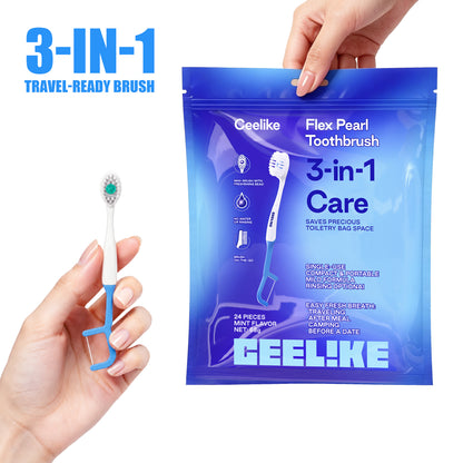 CEELIKE 3-in-1 Disposable Toothbrush with Refreshing Bead