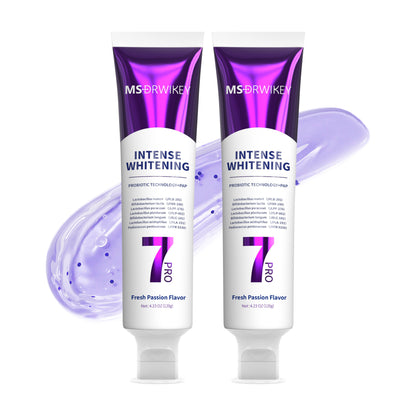 MSDRWIKEY 7 Pro Purple Whitening Toothpaste 2-Pack - Intense Whitening for a Brighter, Healthier Smile