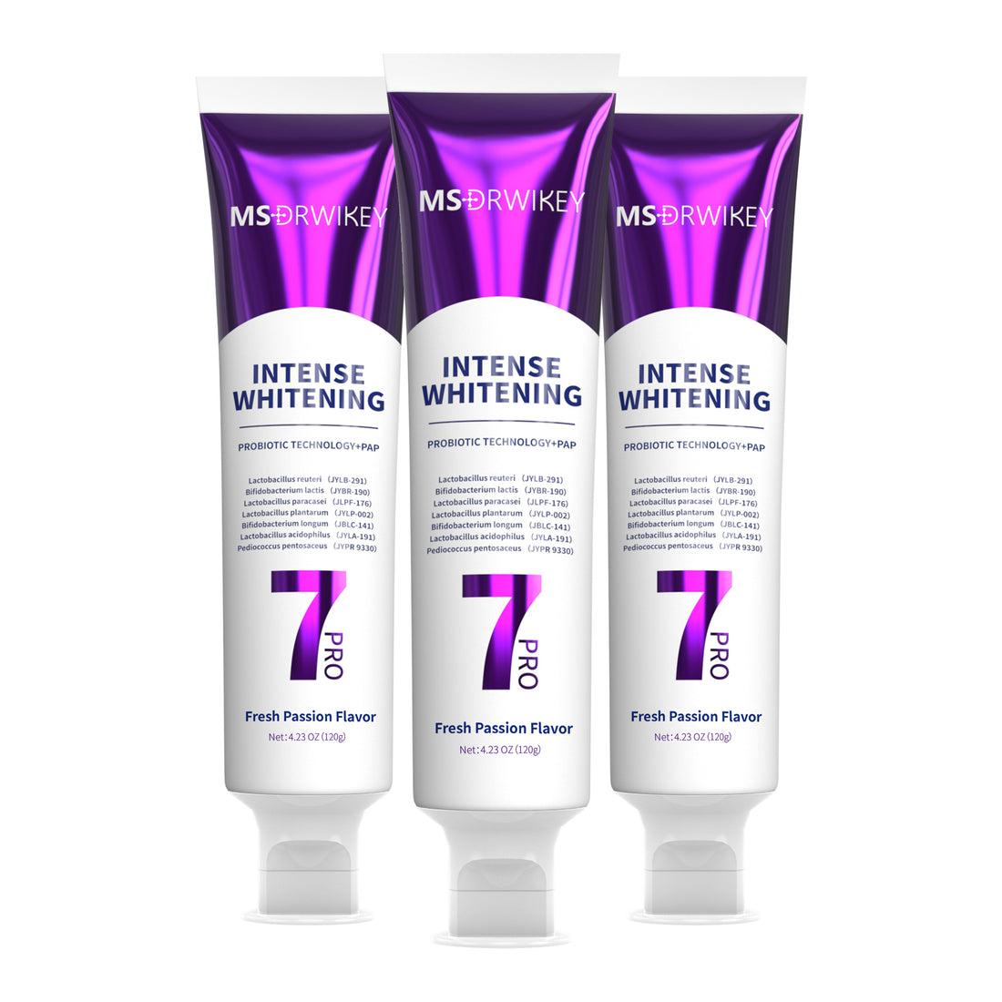 MSDRWIKEY 7 Pro Purple Whitening Toothpaste 3-Pack - Powerful whitening, deep cleaning, let you have a confident smile