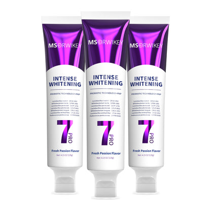 MSDRWIKEY 7 Pro Purple Whitening Toothpaste 3-Pack - Powerful whitening, deep cleaning, let you have a confident smile