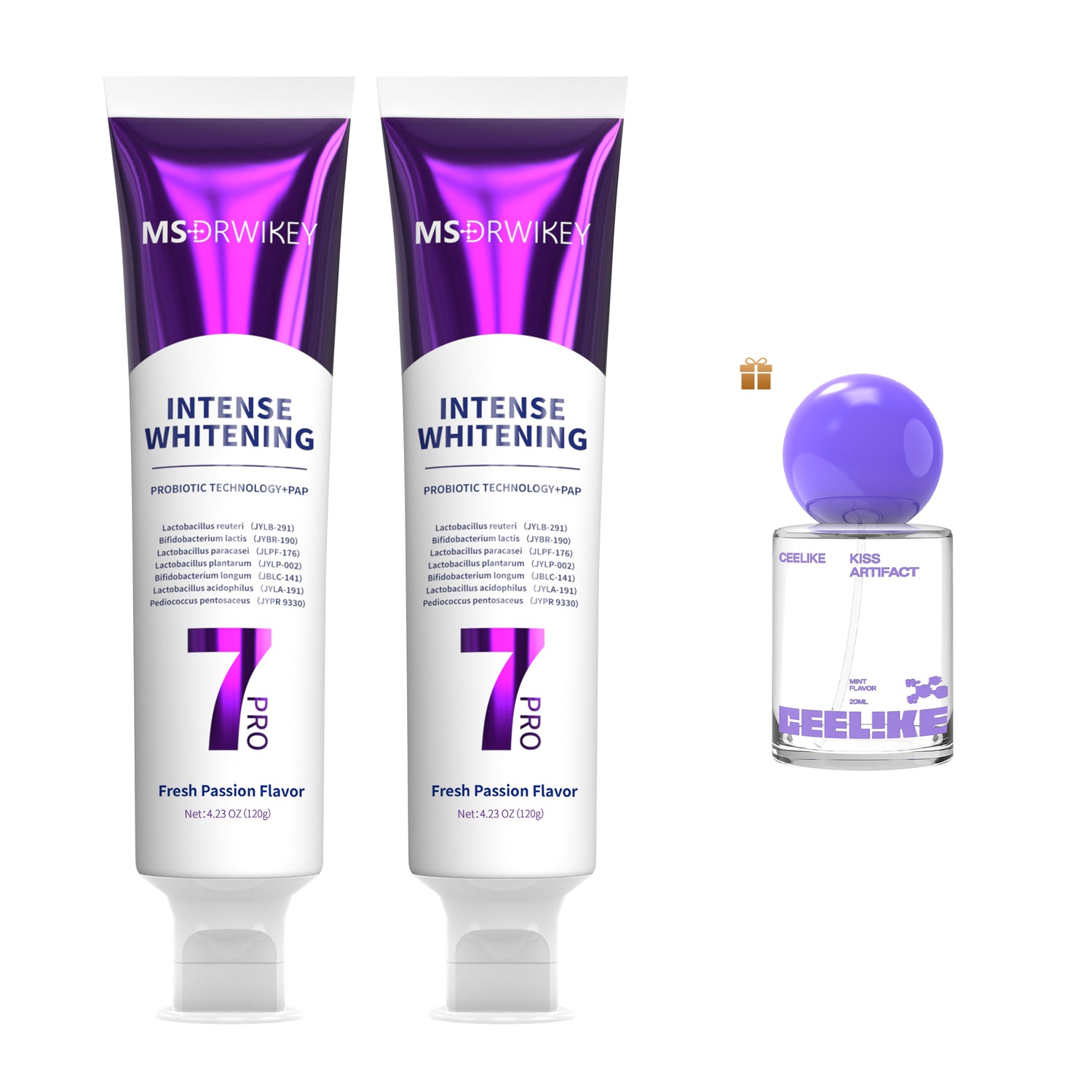 MSDRWIKEY 7 Pro Purple Whitening Toothpaste - Deep whitening, strong cleaning, confident smile, shining every day