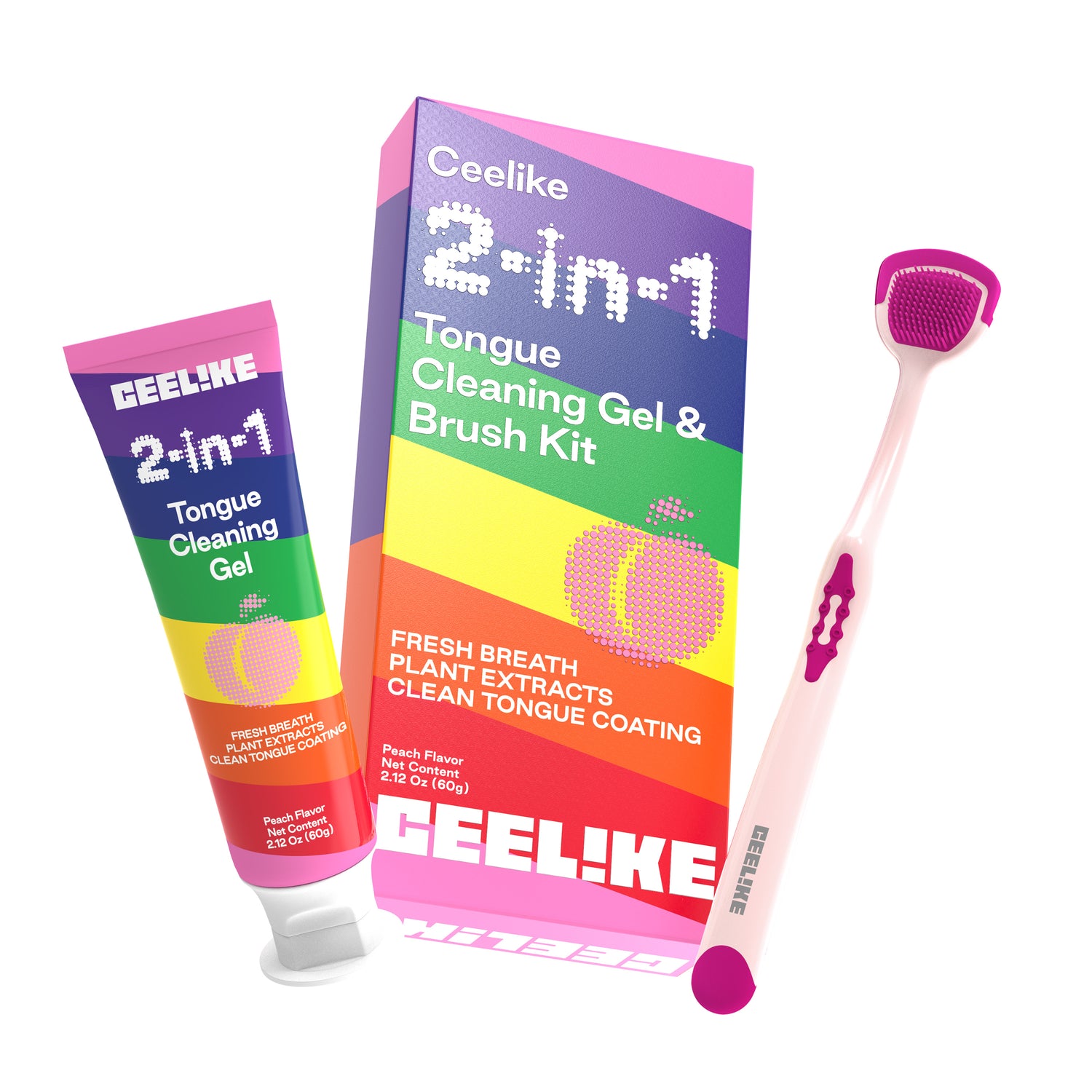 CEELIKE 2-in-1 Tongue Cleaning Gel &amp; Brush Kit