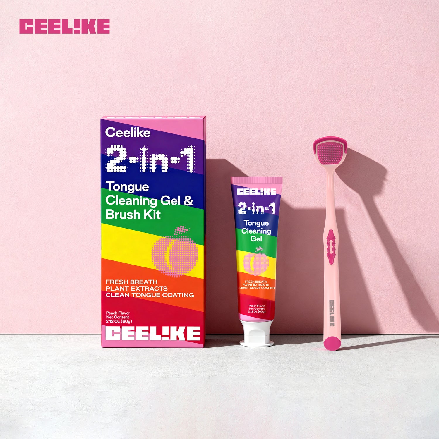 CEELIKE 2-in-1 Tongue Cleaning Gel &amp; Brush Kit