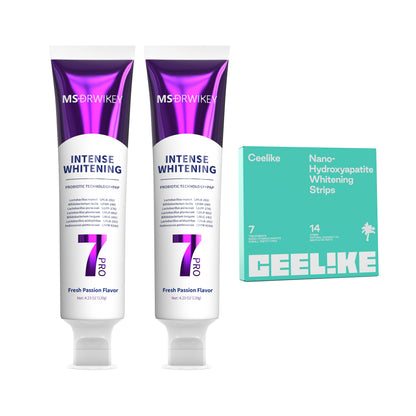 Glow &amp; Go Whitening Set – 2 Toothpastes + Enamel-Safe Whitening Strips