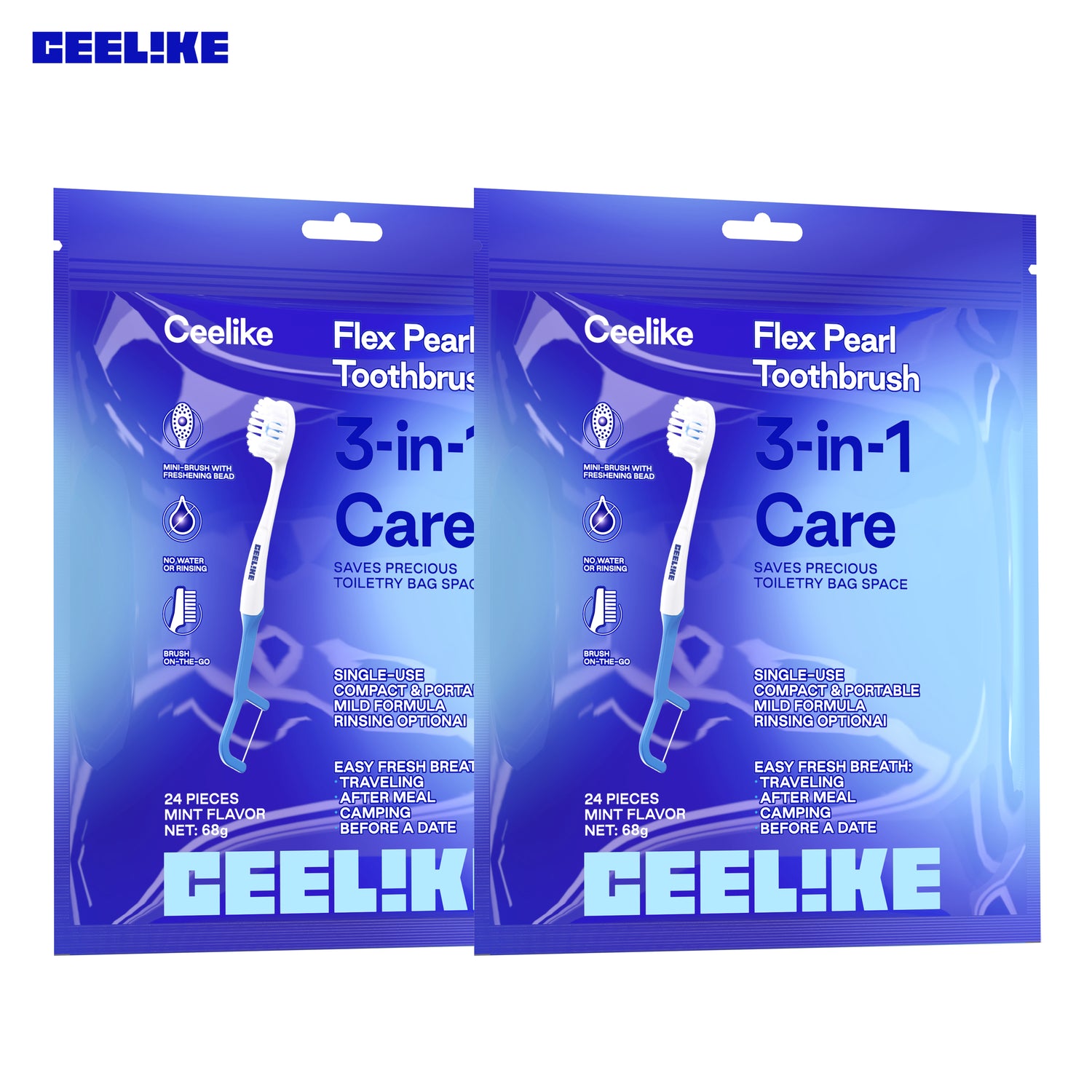 CEELIKE 3-in-1 Pearl Toothbrush — Portable Fresh-Clean Brush